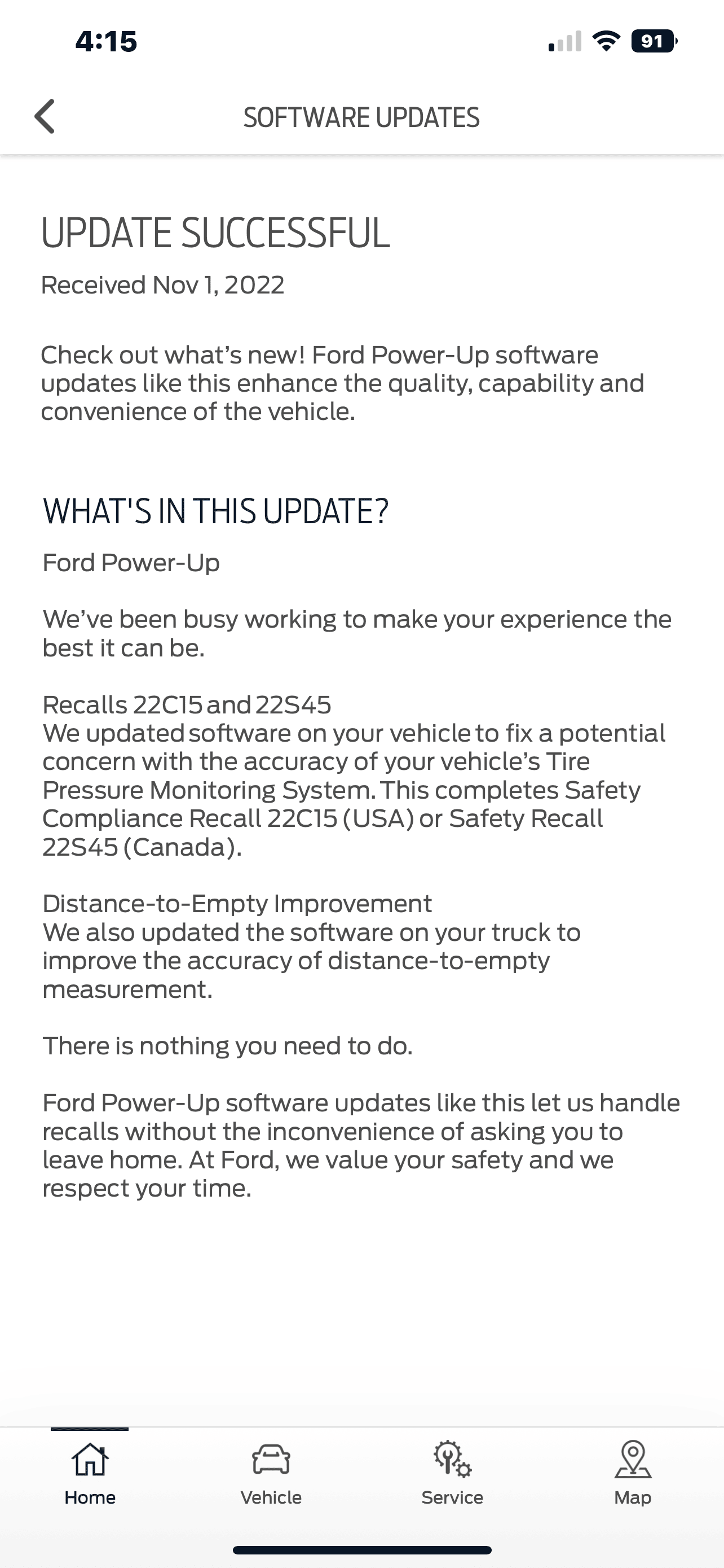 Ford F-150 Lightning Received recall update OTA 6DD50148-5B32-4208-A940-FC32CFF9C08E