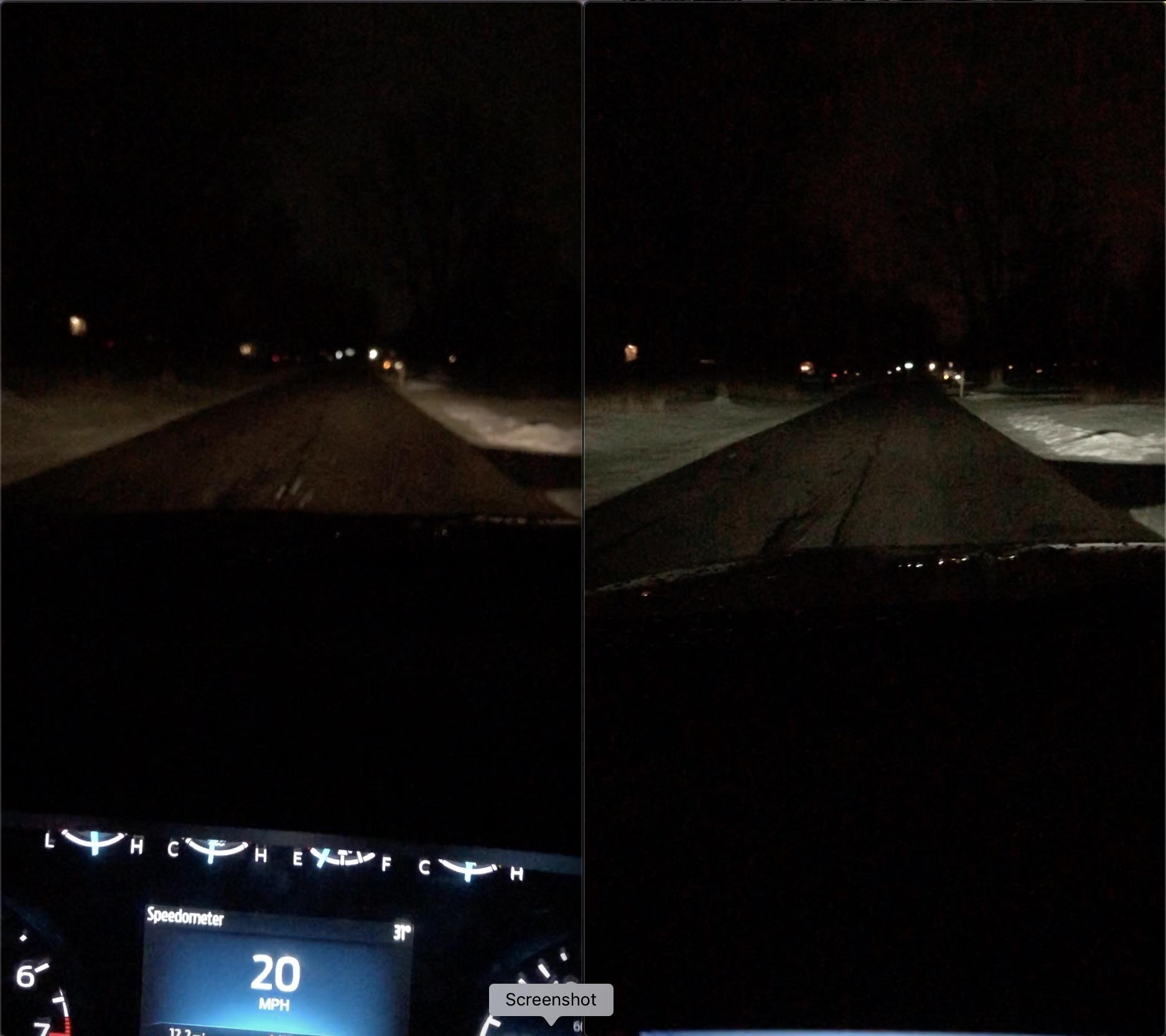 Ford F-150 Lightning Halogen vs LED headlights on 2021 F-150 -- real world comparison pics 7