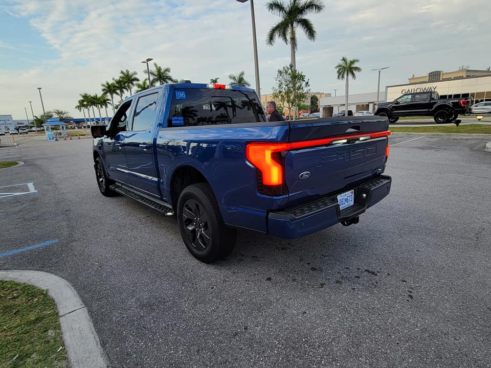 Ford F-150 Lightning [Correction] Atlas Blue F-150 Lightning preproduction at dealer Antimatter Blue Metallic Mannequin demo F-150 Lightning now arriving at dealers 3