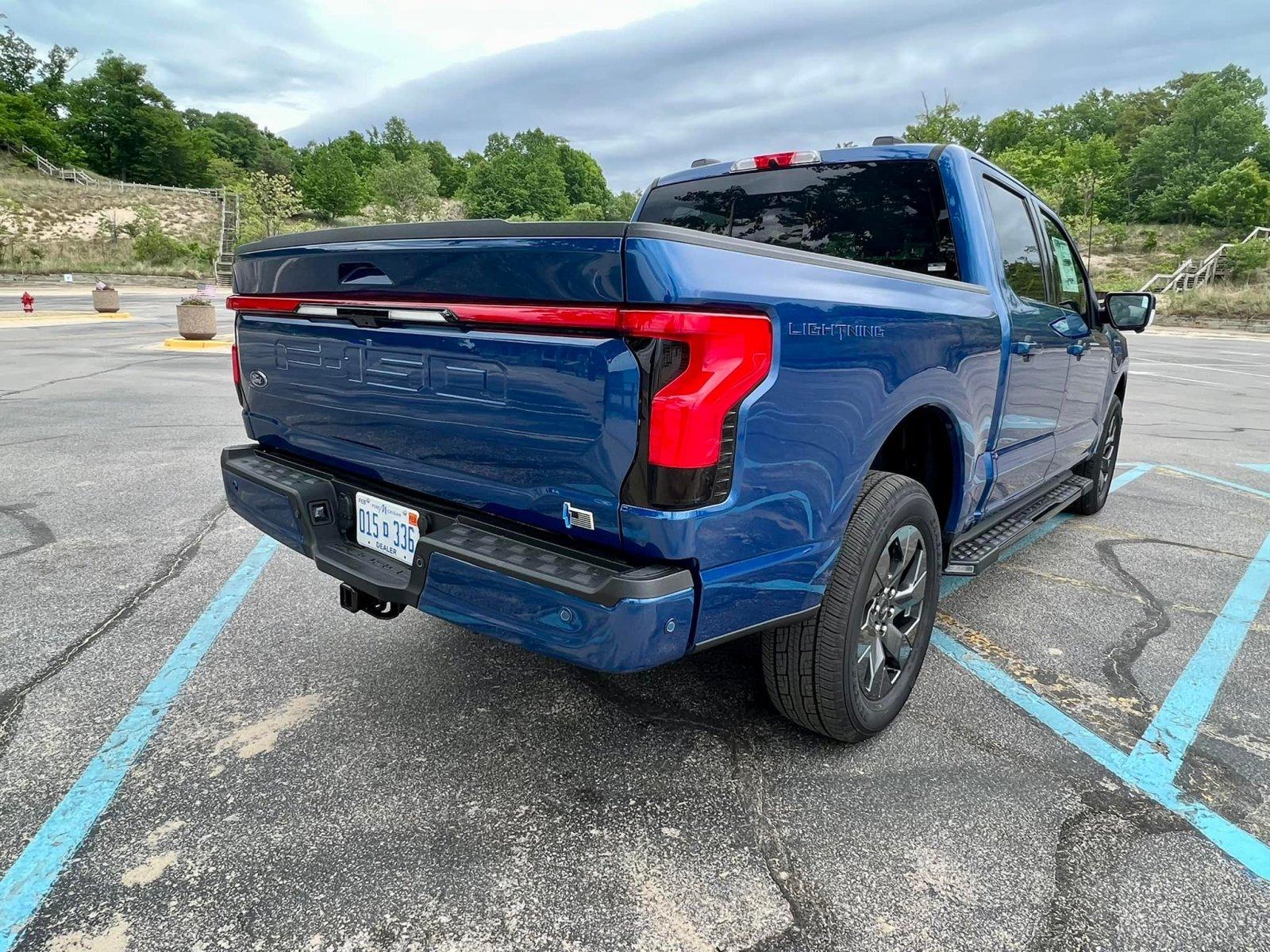 Ford F-150 Lightning Raised reflective letters installed on tailgate and charge door atlas-blue-f150-lightning-4-