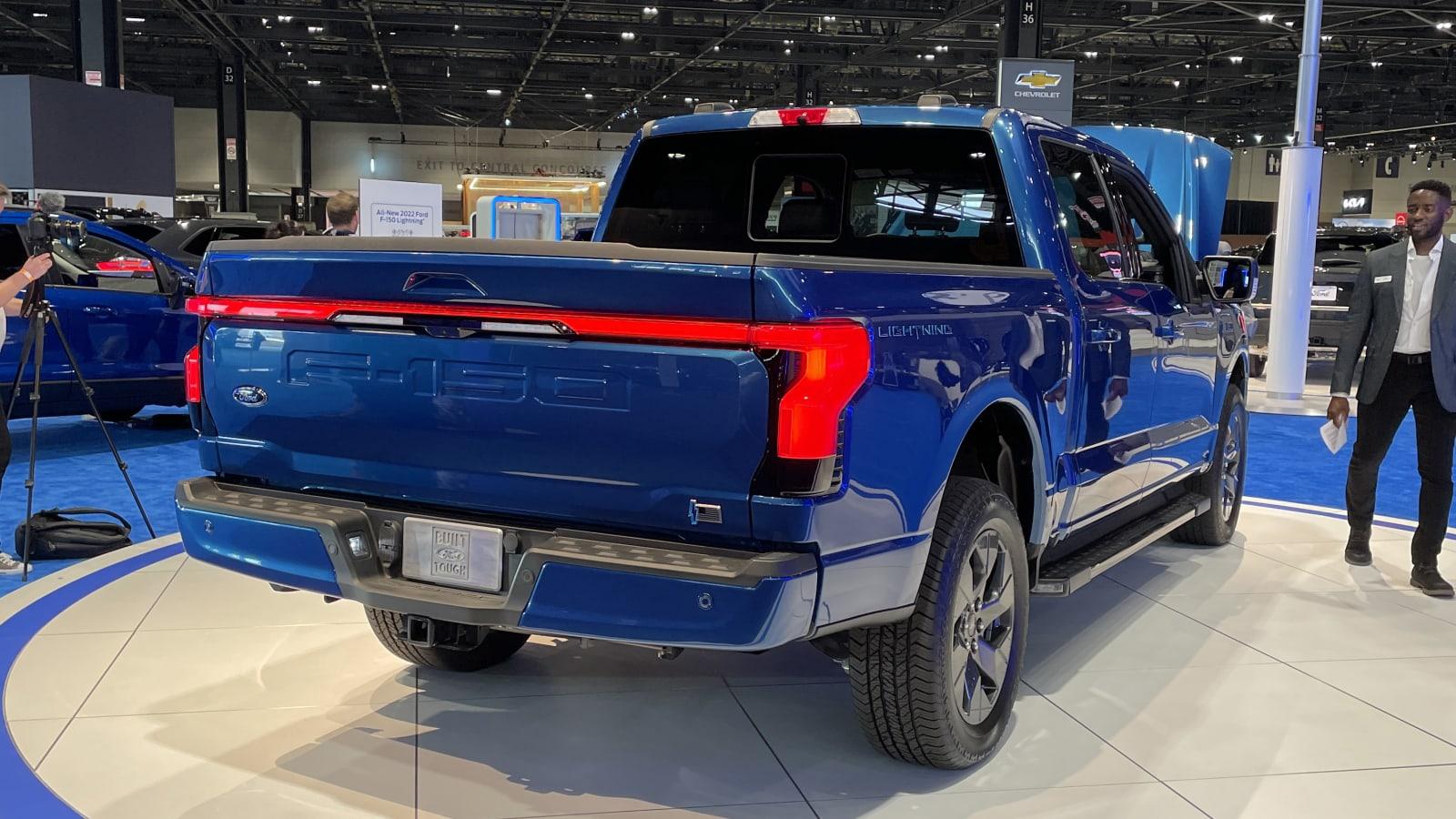 Ford F-150 Lightning ATLAS BLUE F-150 Lightning Photos & Club Atlas Blue F150 Lightning Lariat EV Pickup Chicago Auto Show 3