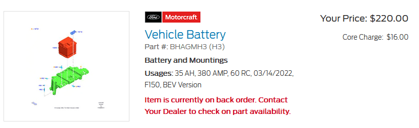 Ford F-150 Lightning Lightning and Mach-E share same LVB (12V battery) Battery-Lightni