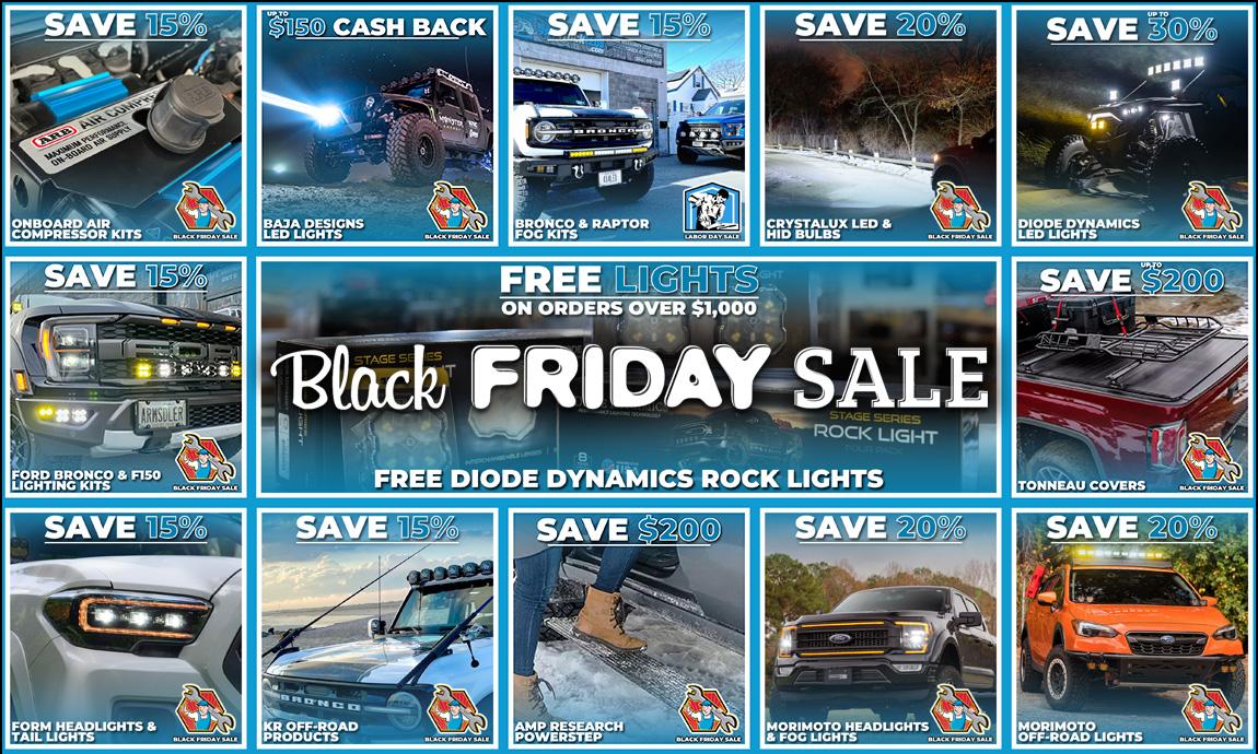 Ford F-150 Lightning BLACK FRIDAY Sales at 4x4TruckLEDs.com | FREE Rock Lights w/qualifying purchase Black Friday Banner 1