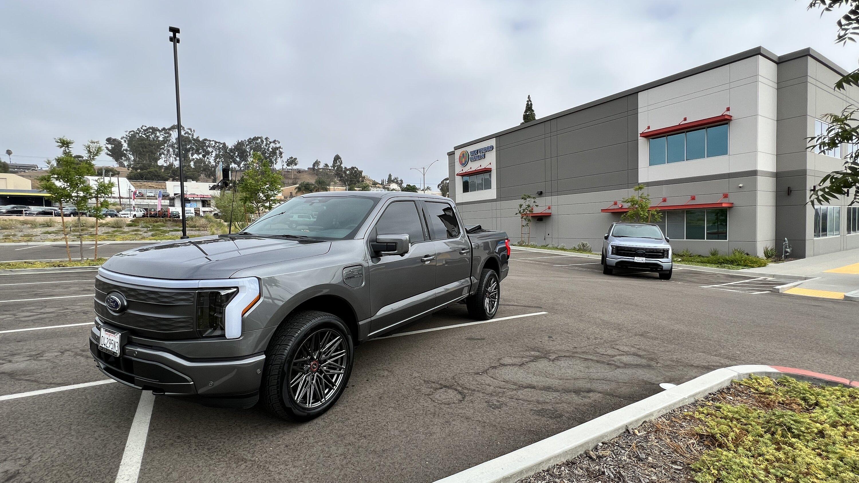 Ford F-150 Lightning Iced Blue Silver Lightning Build. Mods: PPF matte finish, Line-X, gloss black painted grille, black wrapped roof, wheels DCCCECE0-4BC9-443C-8289-1E5CB7651740