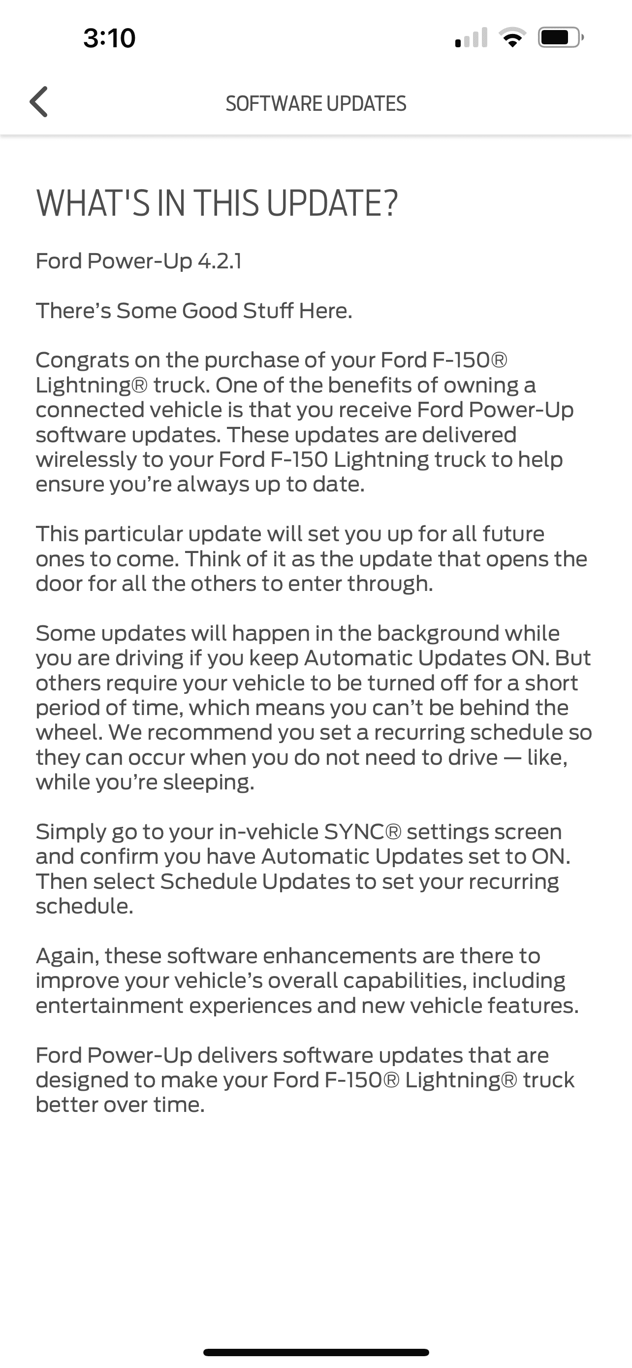 Ford F-150 Lightning Confirmed Fix for MY23 FordPass Connectivity Issue = 4.2.1 PowerUp OTA Update ED710C87-7D68-4FD1-BCA6-113EF5A0D8E0