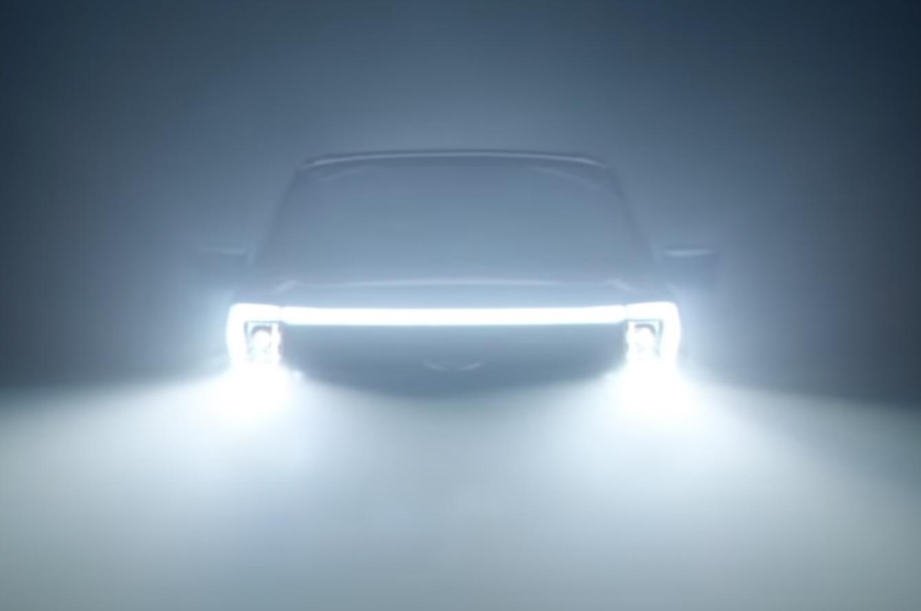 Ford F-150 Lightning 2022 F-150 Lightning Side Profile Teaser Look Electric 2022 F-150 Lightning EV headlights