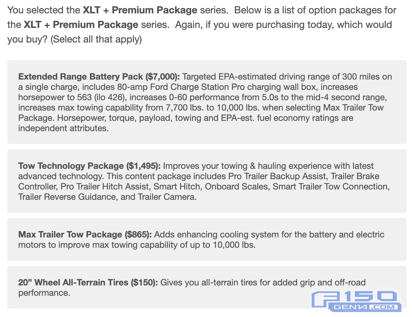 Ford F-150 Lightning Trim Pricing For 2022 F-150 Lightning Revealed in Survey Email! [Before and After Tax Credit] F-150 Lighting Survey Pricing XLT Premium