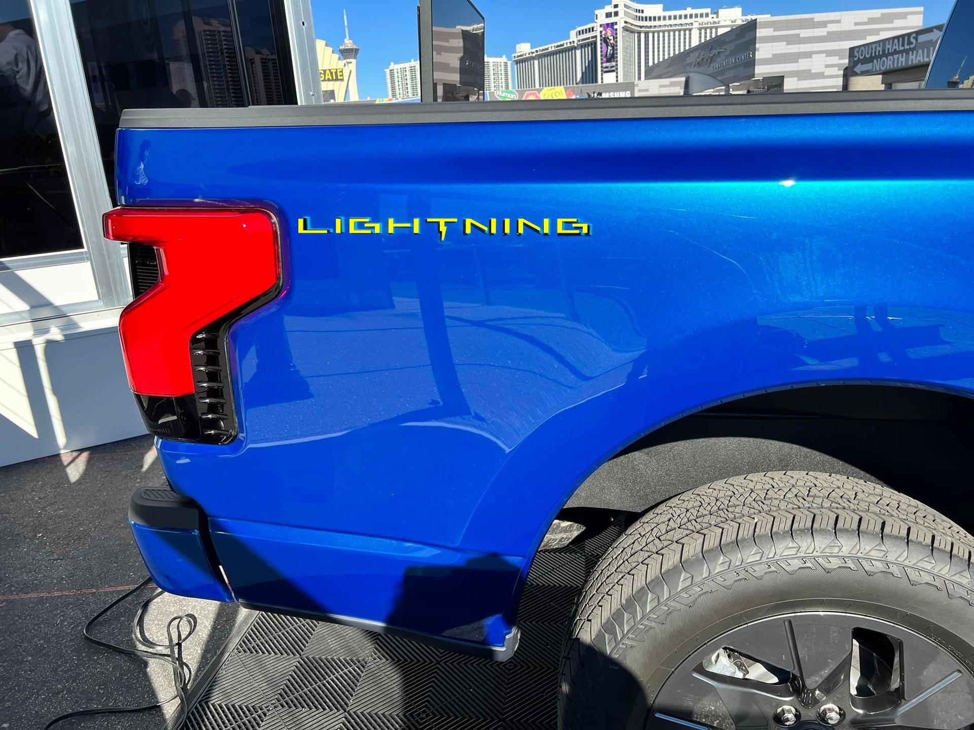 Ford F-150 Lightning My solution to dark badges / lettering on dark colors -- contrasting color vinyl F-150 Lightning Rear Badge