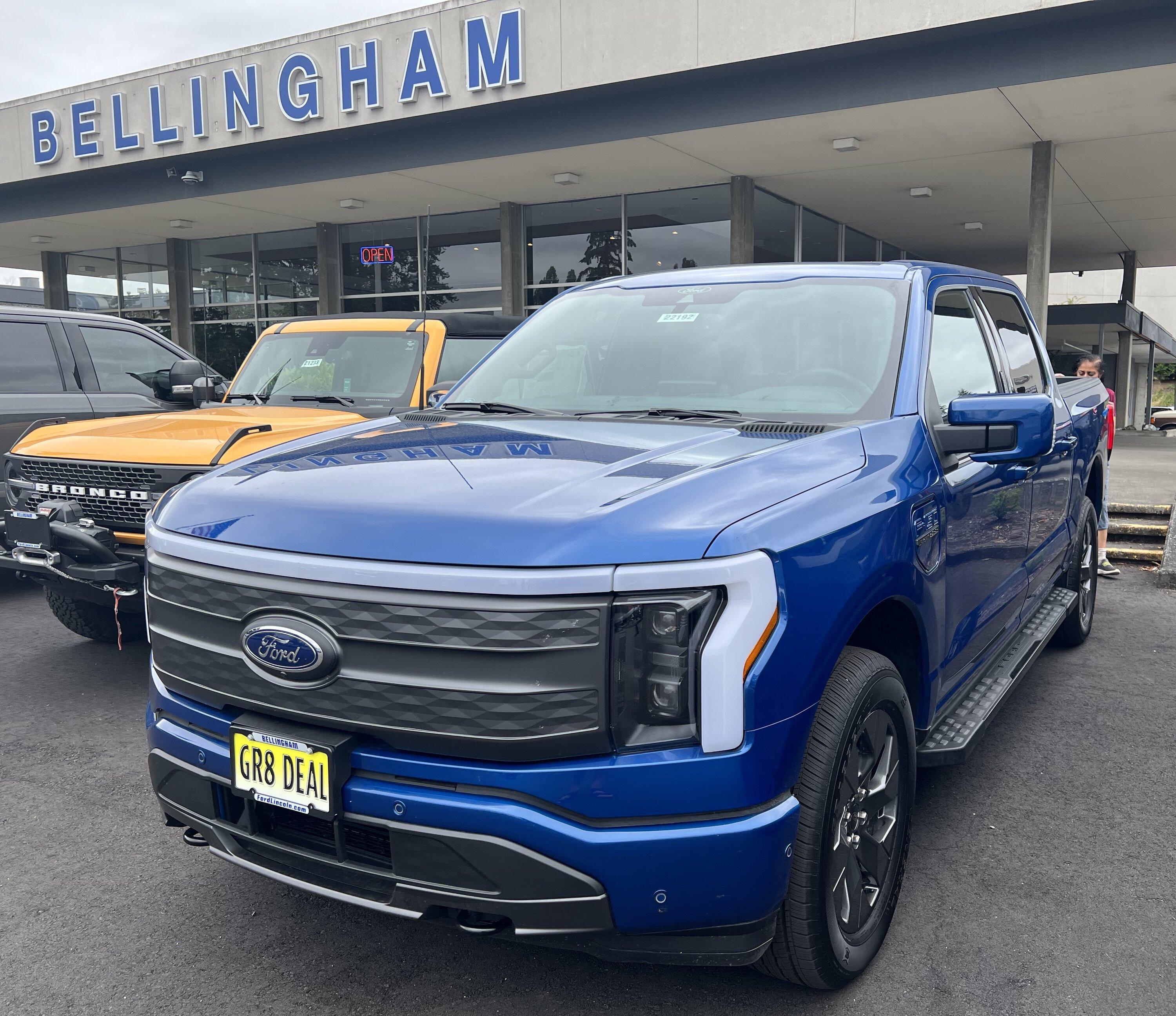 Ford F-150 Lightning My thoughts: Lariat Test Drive, showroom Pro f150 front oblique