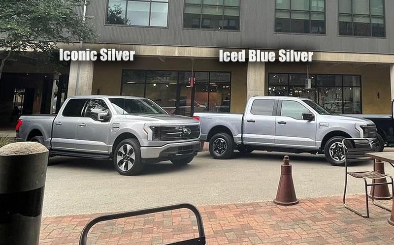 Ford F-150 Lightning ICED BLUE SILVER F-150 Lightning Photos & Club F150 Lightning Iconic Silver vs Iced Blue Silver comparison vs side by side 1