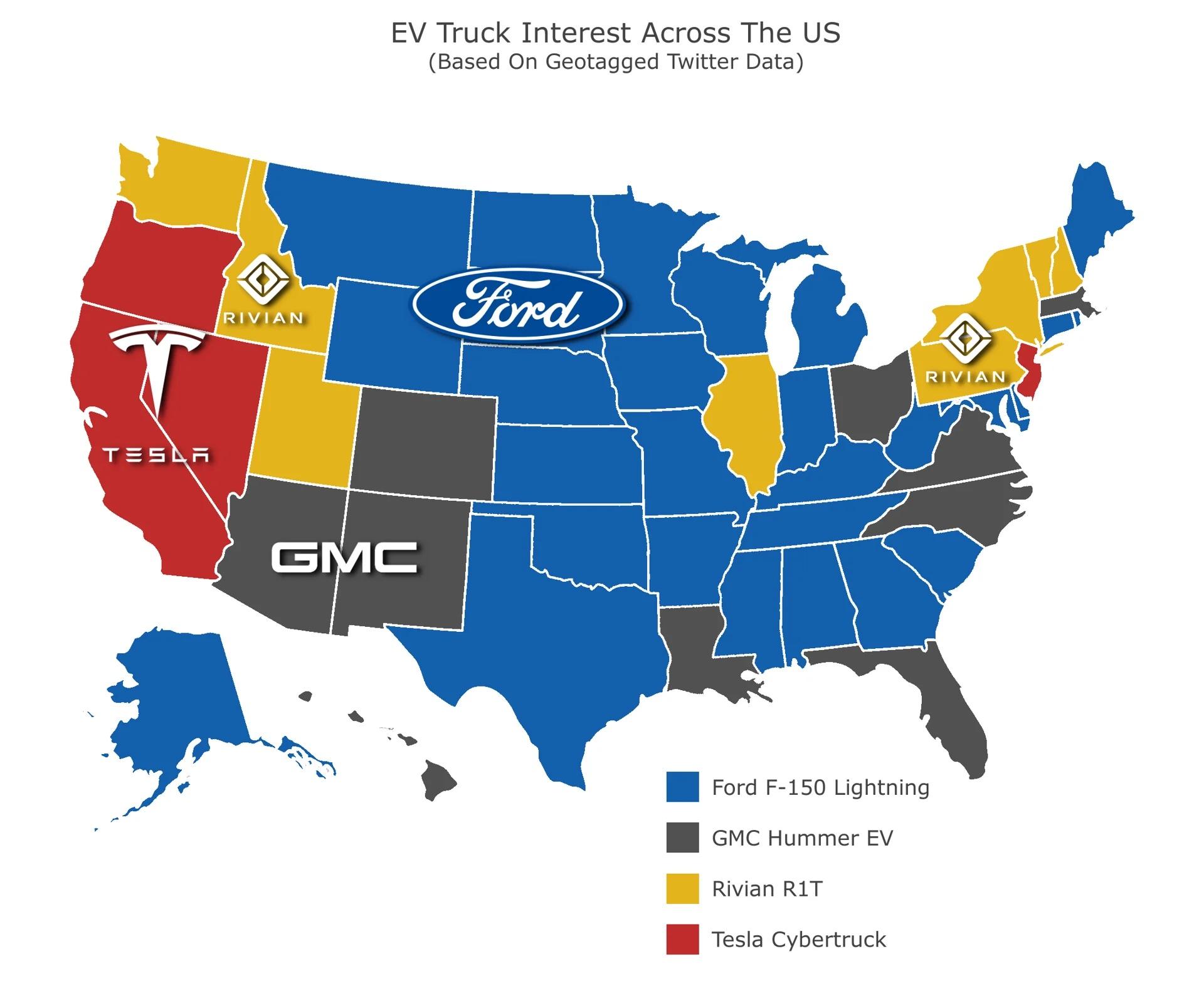 Ford F-150 Lightning F-150 Lightning Dominates Twitter Interest in EV Truck Market f150-lightning-twitter-ev-truck-interest-across-the-us