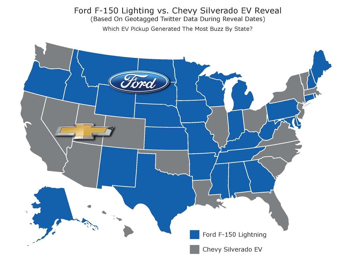 Ford F-150 Lightning F-150 Lightning Reveal Generated More Twitter Buzz Than Silverado EV f150-lightning-vs-silverado-ev-twitter-interest