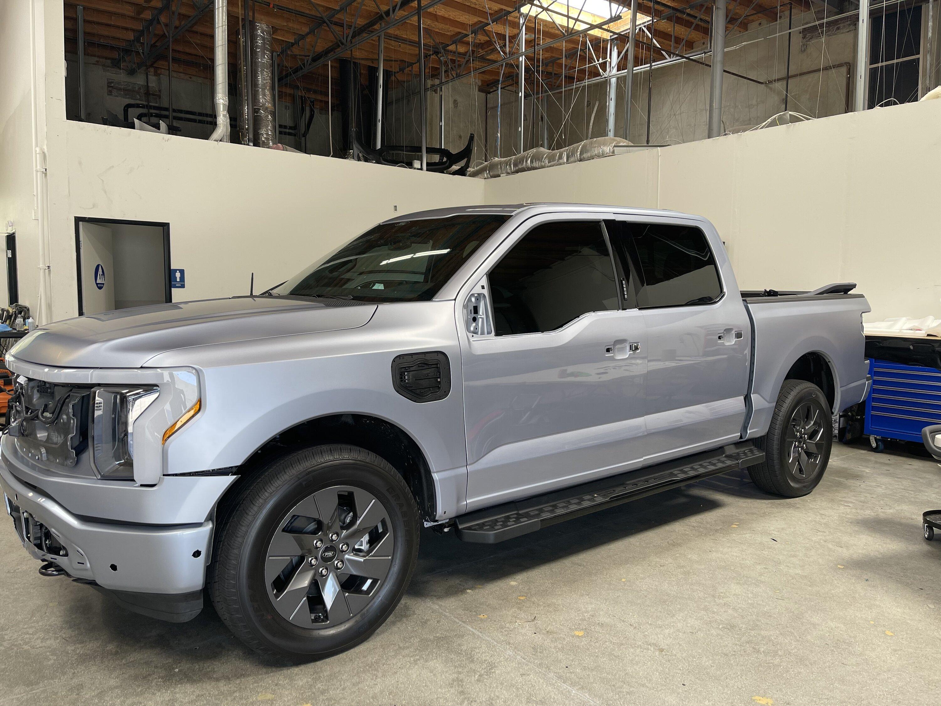 Ford F-150 Lightning Iced Blue Silver Lightning Build. Mods: PPF matte finish, Line-X, gloss black painted grille, black wrapped roof, wheels FED2C3CB-CE2C-4D9E-8132-AEA8D97FF87A