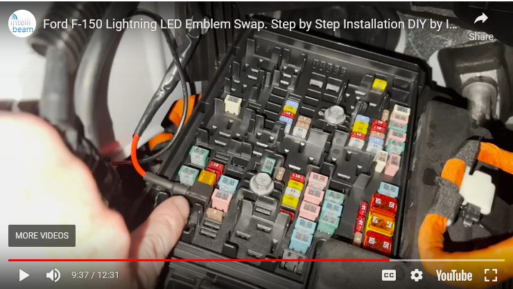 Ford F-150 Lightning F-150 Lightning LED Ford Emblem Swap. Step by Step Installation DIY Video. Fuse