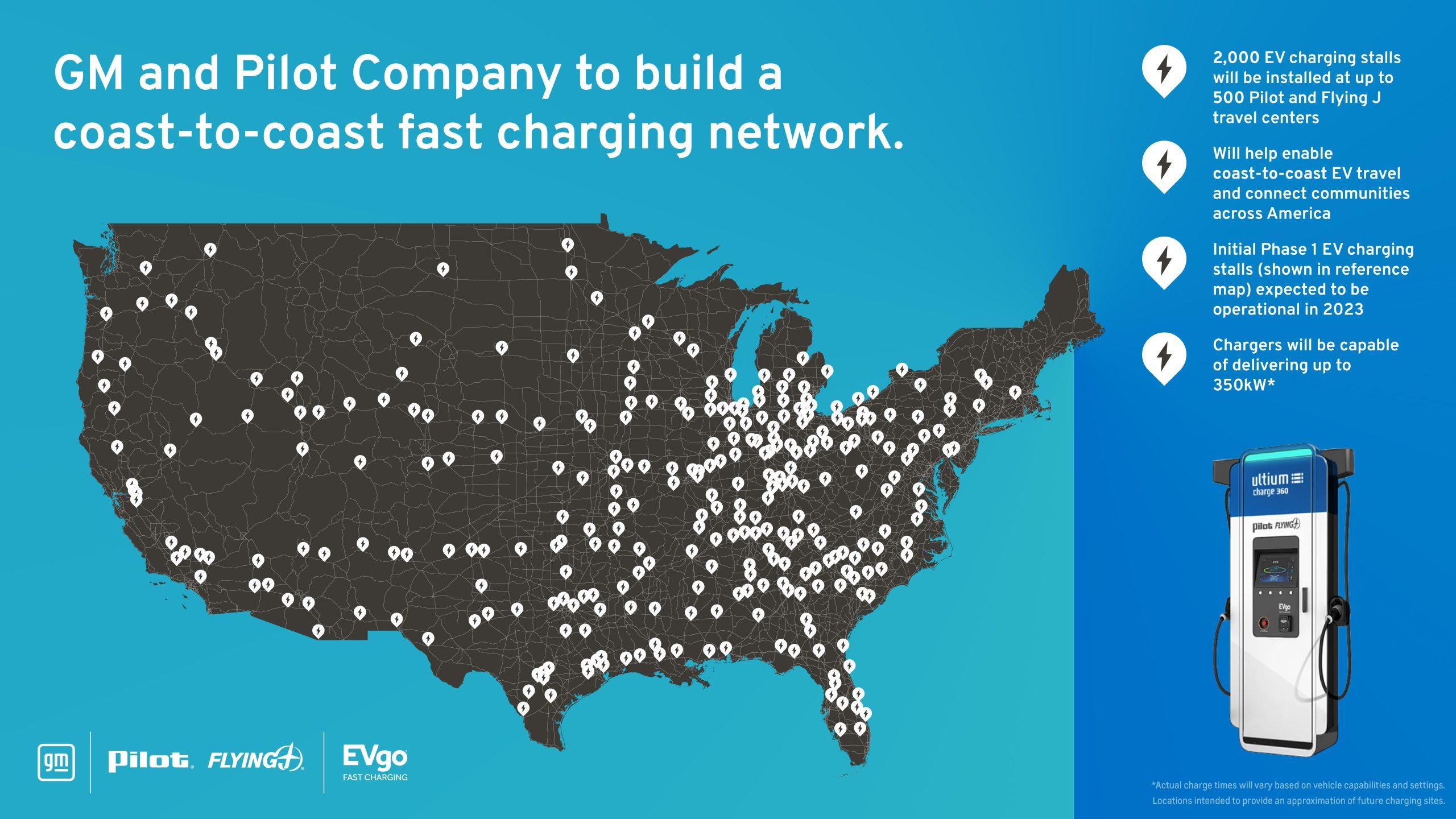 Ford F-150 Lightning Great News-- GM/Pilot will build 2000 EvGO chargers at 500 locations along US Highways GM-and-Pilot-Company-to-Build-Out-Coast-to-Coast-EV-Fast-Charging-Network-Infographic-scaled