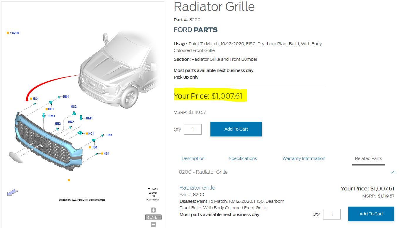 Ford F-150 Lightning Grill Replacement Grill cost!.JPG