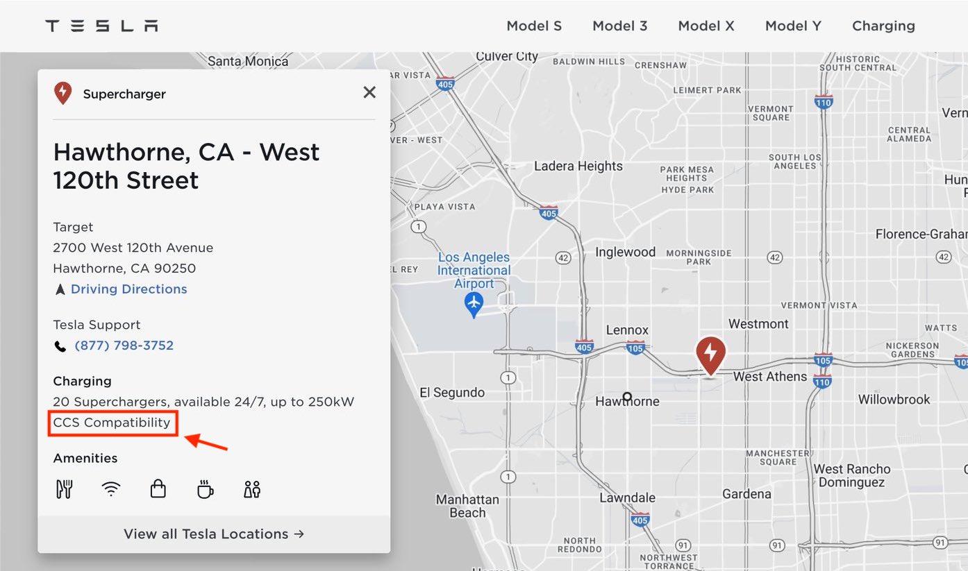 Ford F-150 Lightning First Tesla Supercharger Location With "Magic Dock" CCS Compatible Plug Discovered hawthorne-supercharger-ccs