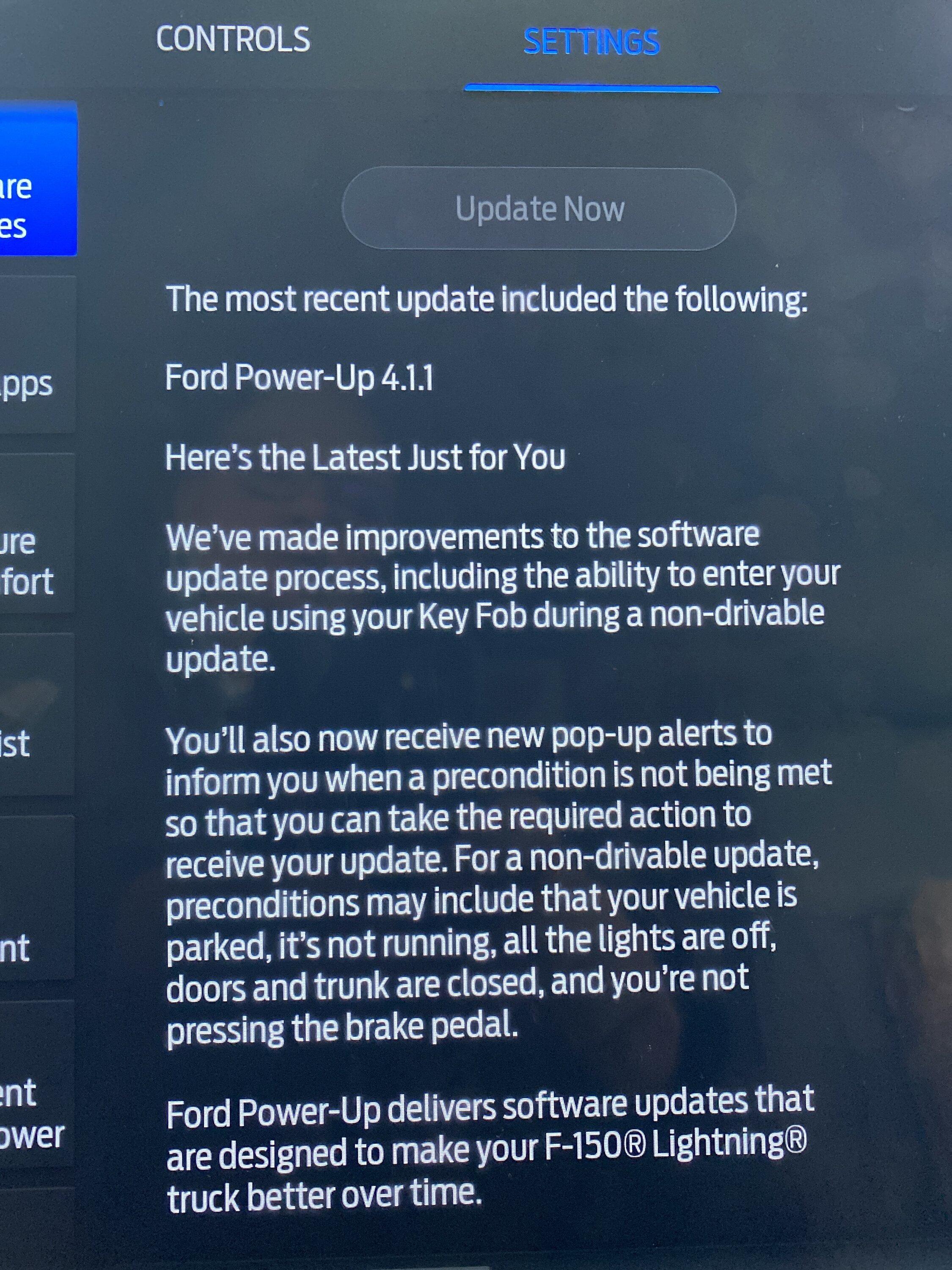 Ford F-150 Lightning Power Up-4.1.1 OTA software update released image