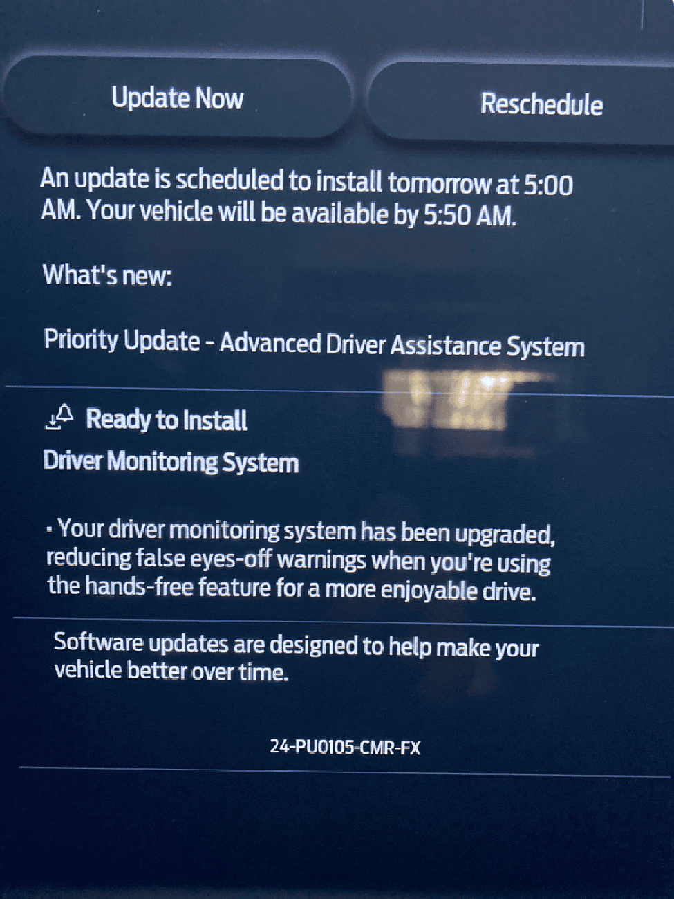 Ford F-150 Lightning Priority Update: 24-PU0105-CMR-FX. Driver Monitoring System image