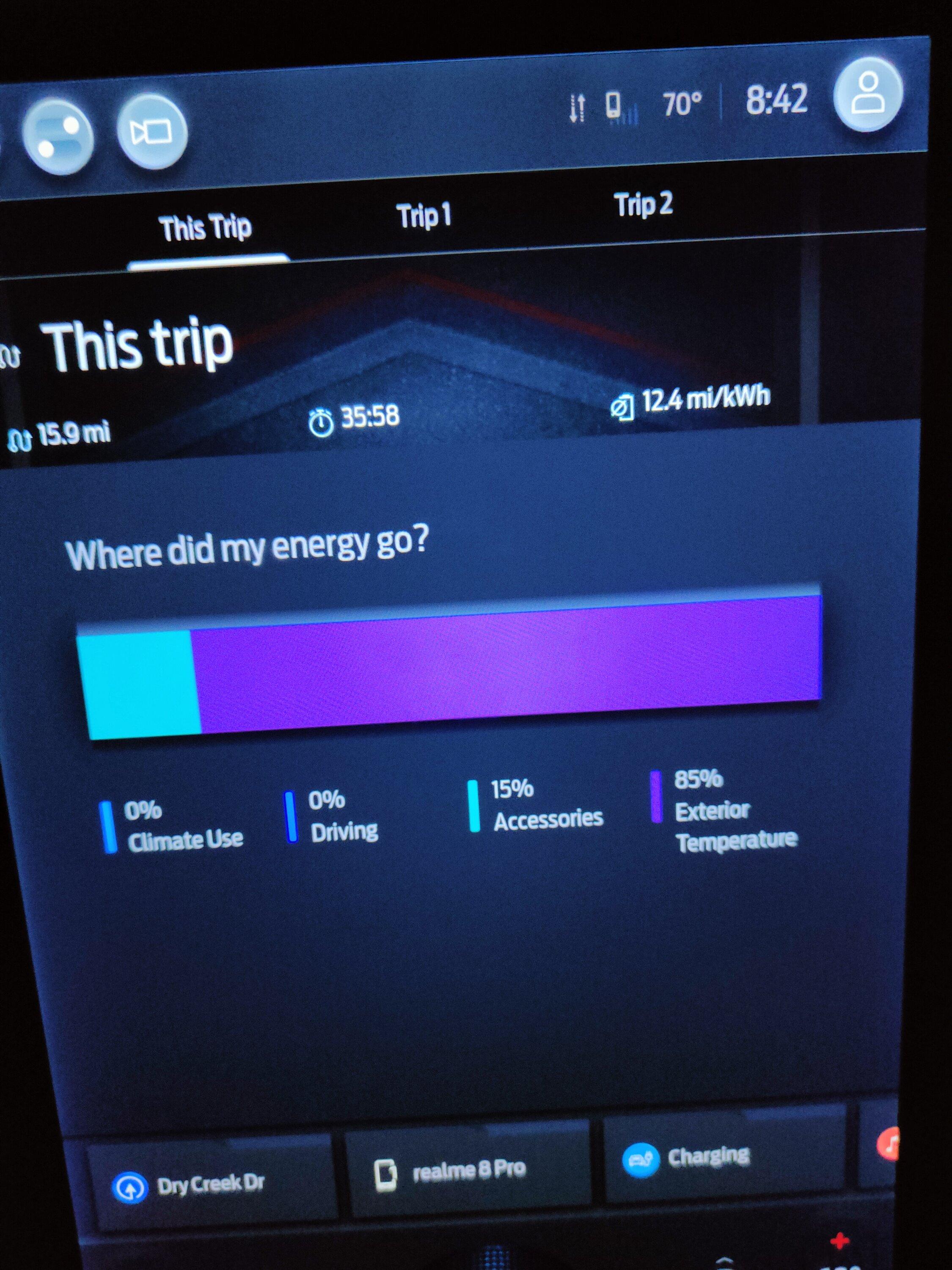 Ford F-150 Lightning Trip meter failing to factor in regen energy IMG20230902204203