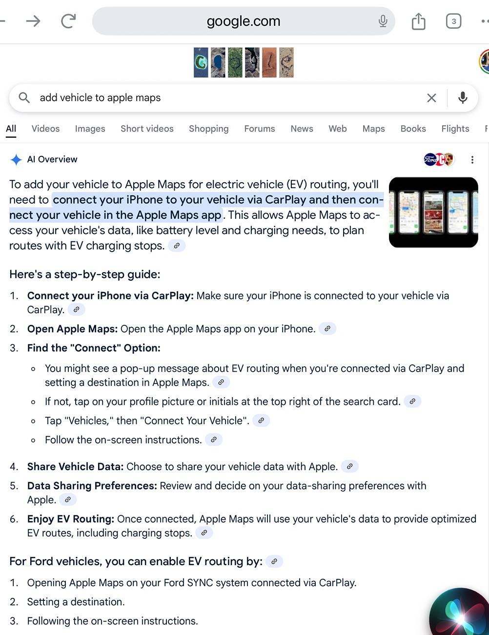 Ford F-150 Lightning Apple Maps with ev charge routing IMG_0024