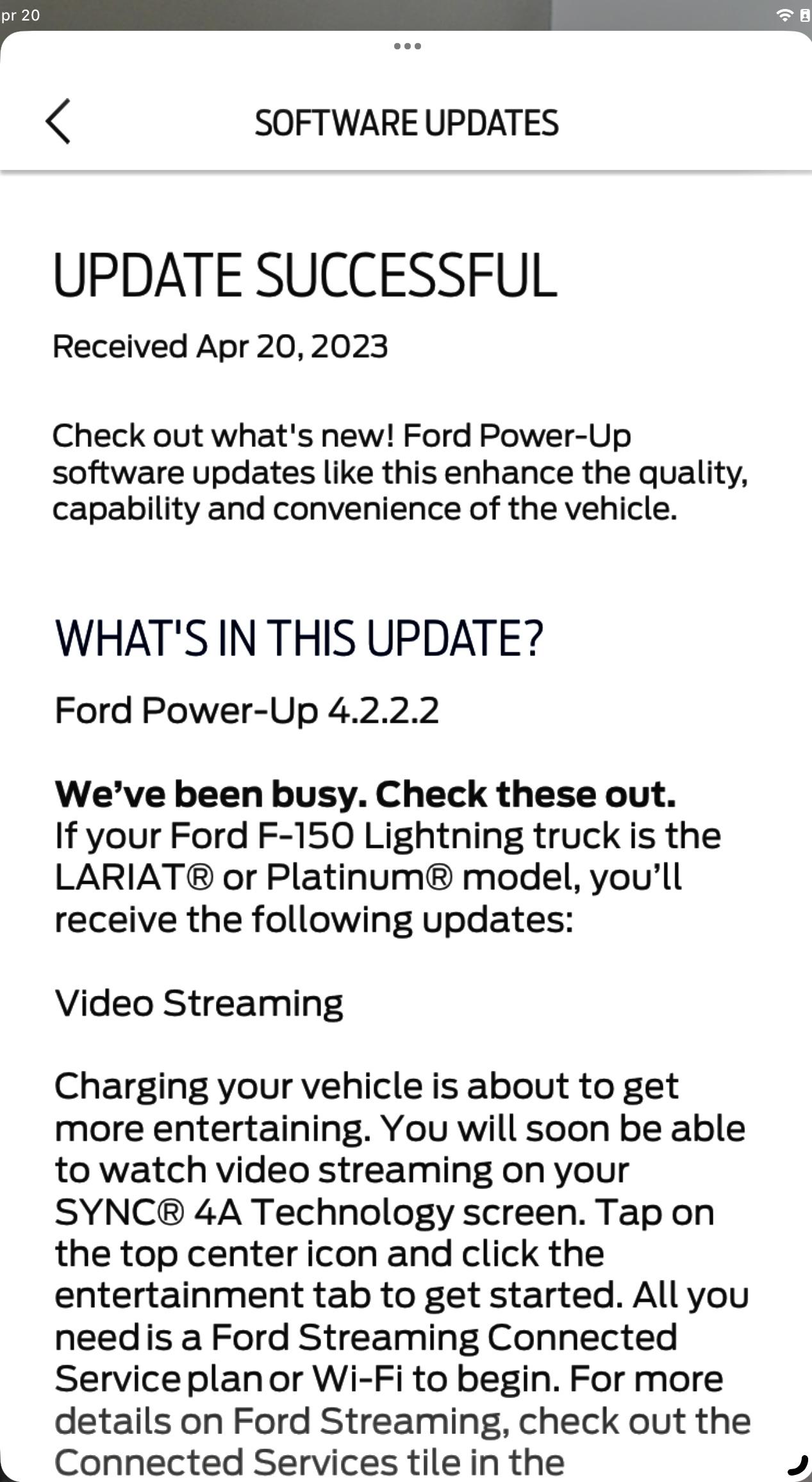 Ford F-150 Lightning Ford Power-Up 4.2.2.2 UI updates IMG_0072