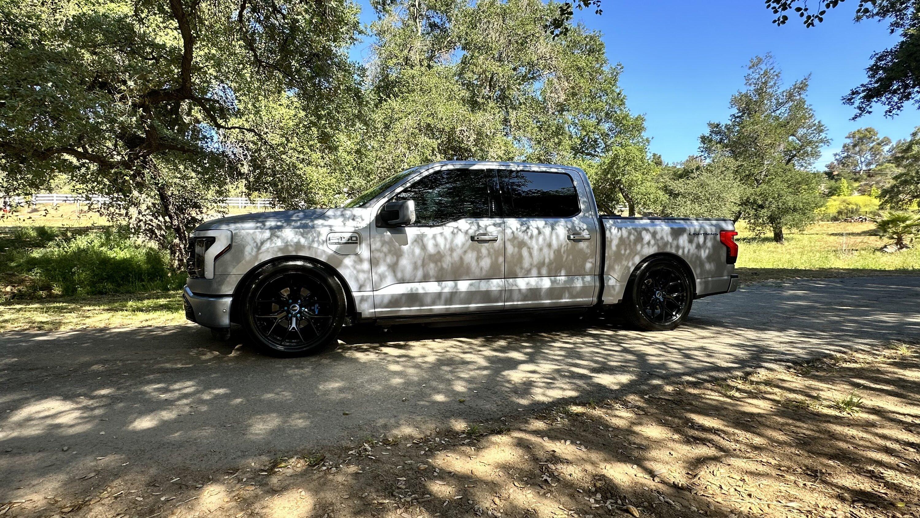 Ford F-150 Lightning Iced Blue Silver Lightning Build. Mods: PPF matte finish, Line-X, gloss black painted grille, black wrapped roof, wheels IMG_0275