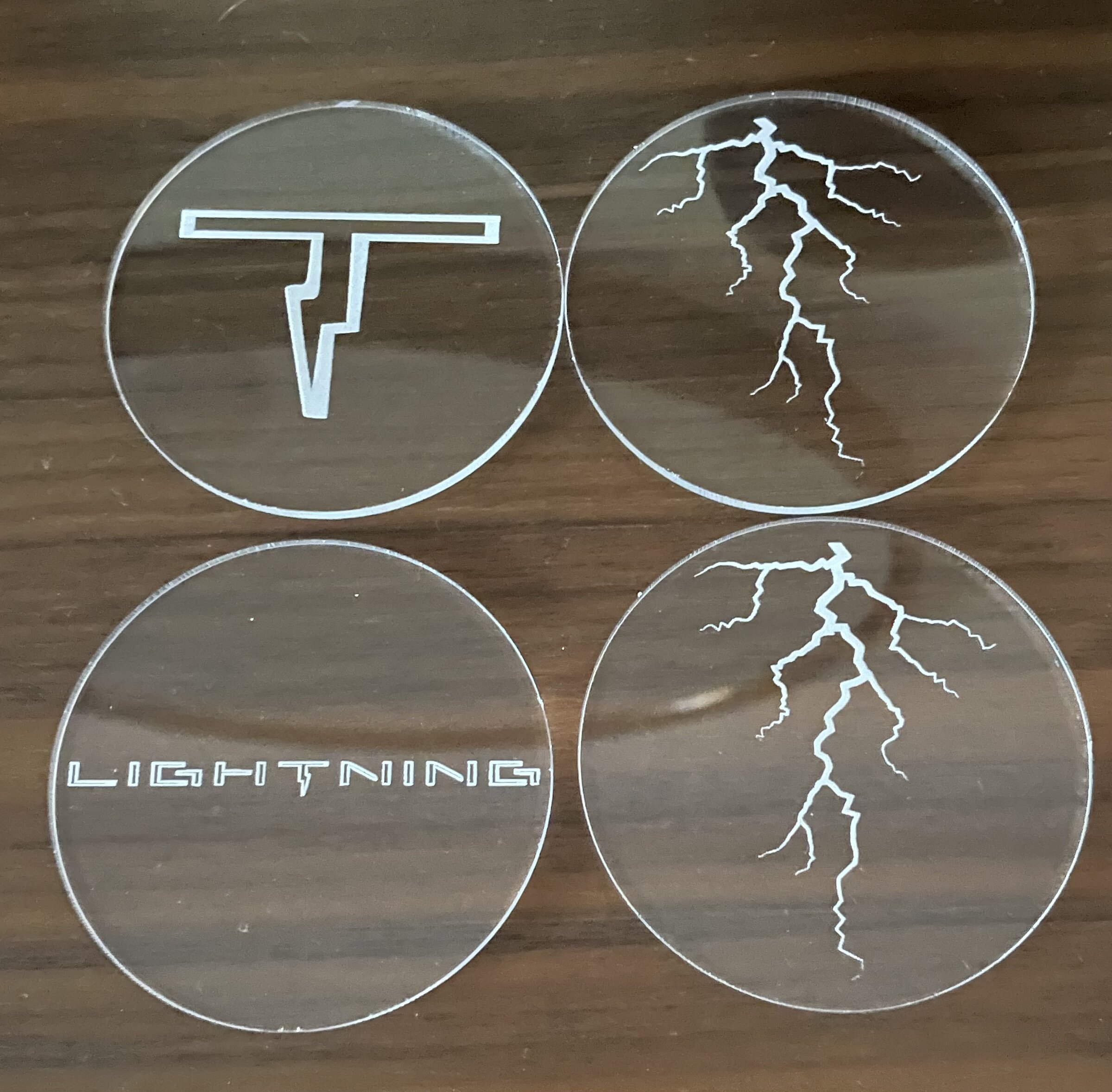 Ford F-150 Lightning Lightning cupholder discs - for ambient lights IMG_1226