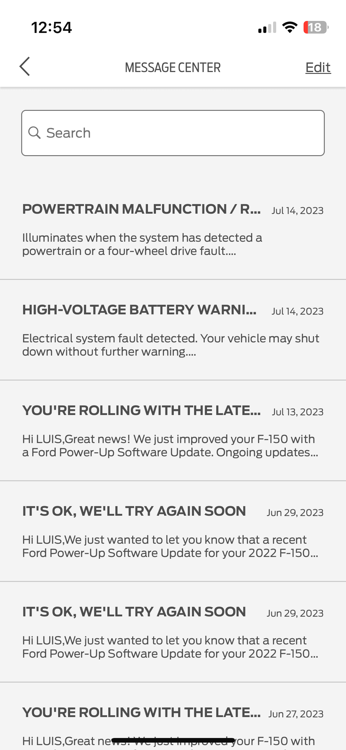 Ford F-150 Lightning Stop Driving Immediately: high voltage battery and power train warning IMG_1370