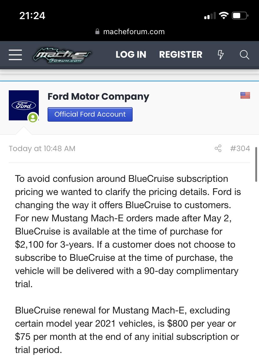 Ford F-150 Lightning BlueCruise Subscription Price Increased to $800/yr for All Renewals IMG_1577