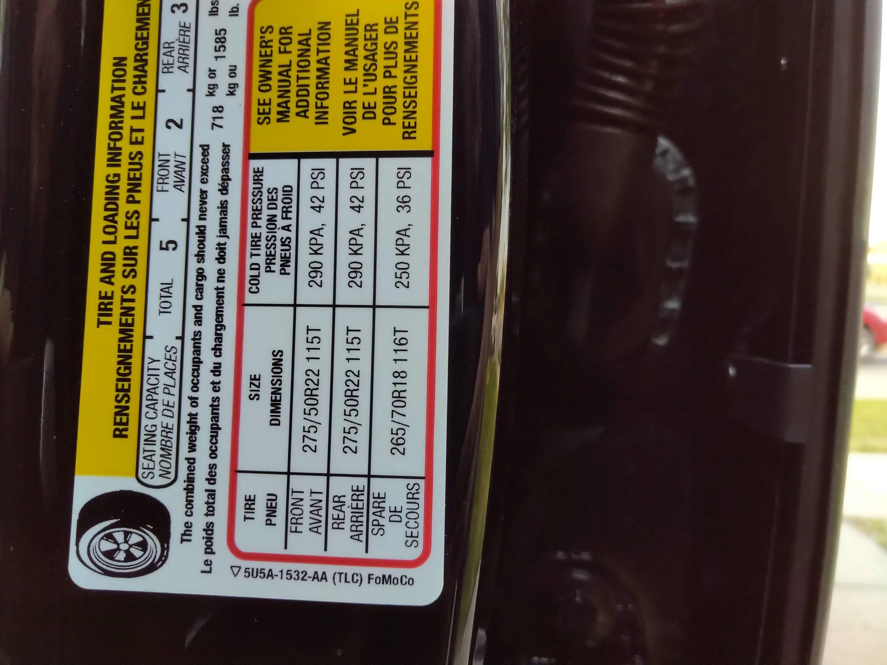 Tire Pressure for Platinum / 22" Wheels ? Ford Lightning Forum For F150 Lightning EV Pickup