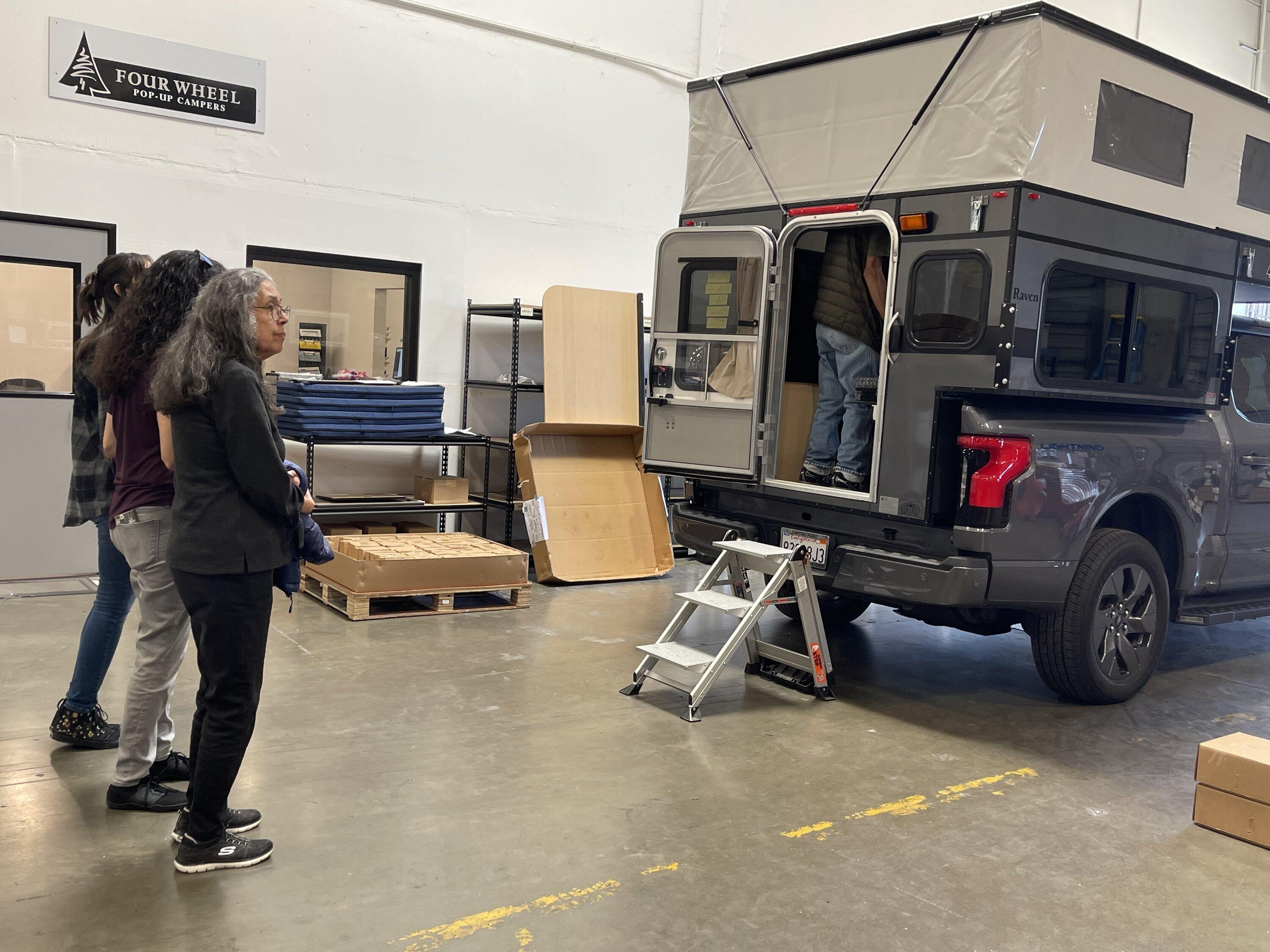 Ford F-150 Lightning Slide in Pop-up Camper by Four Wheel Campers being assessed for Lightning IMG_2502