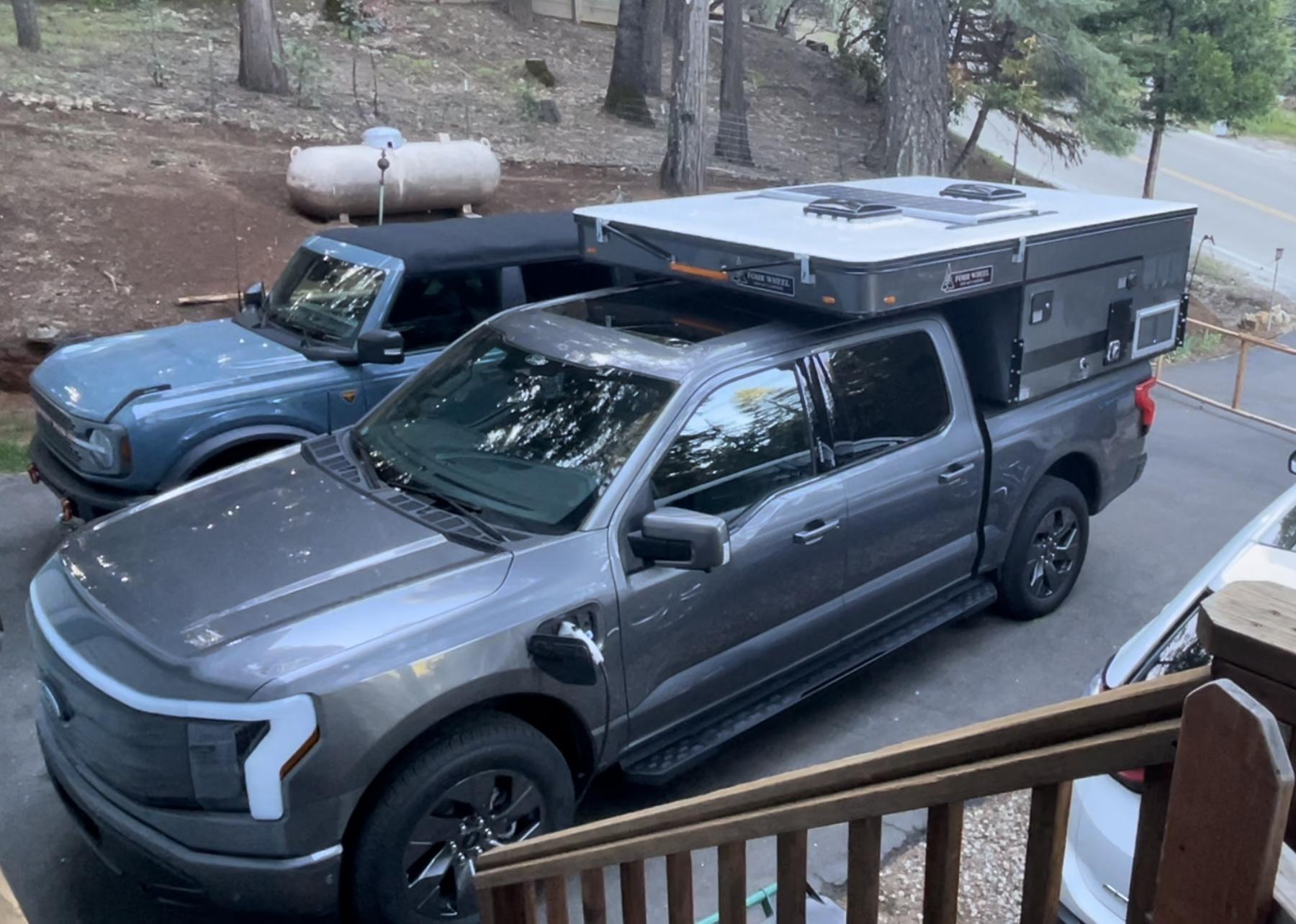 Ford F-150 Lightning Slide in Pop-up Camper by Four Wheel Campers being assessed for Lightning IMG_2524