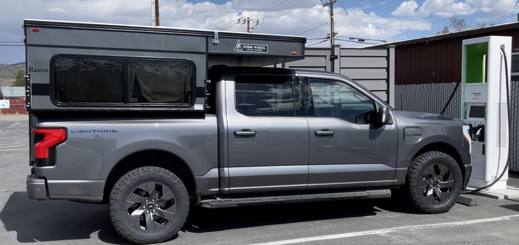 Ford F-150 Lightning Slide in Pop-up Camper by Four Wheel Campers being assessed for Lightning IMG_2797