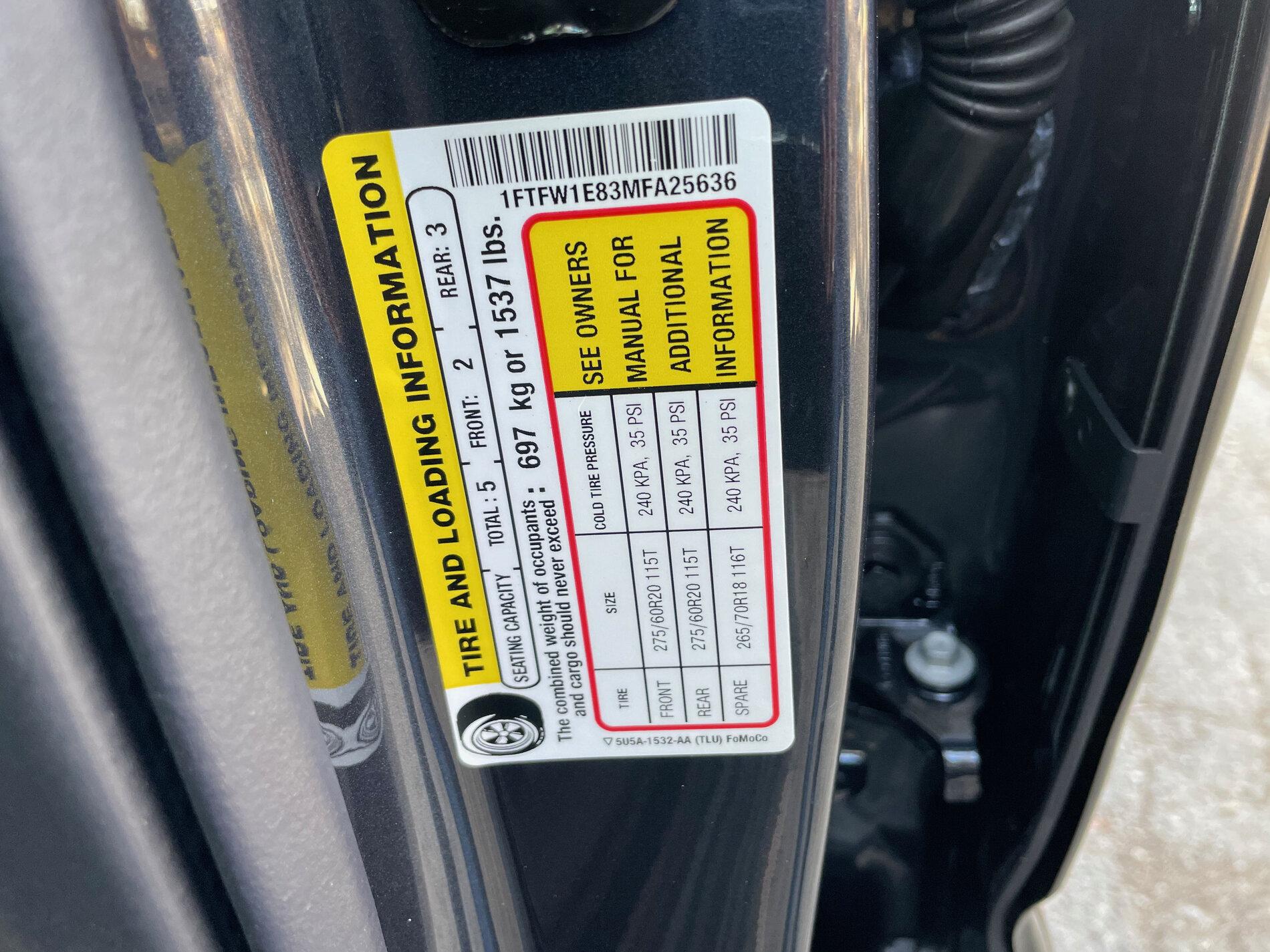 Ford F-150 Lightning King Ranch / Platinum / Limited Payload Sticker thread IMG_2877