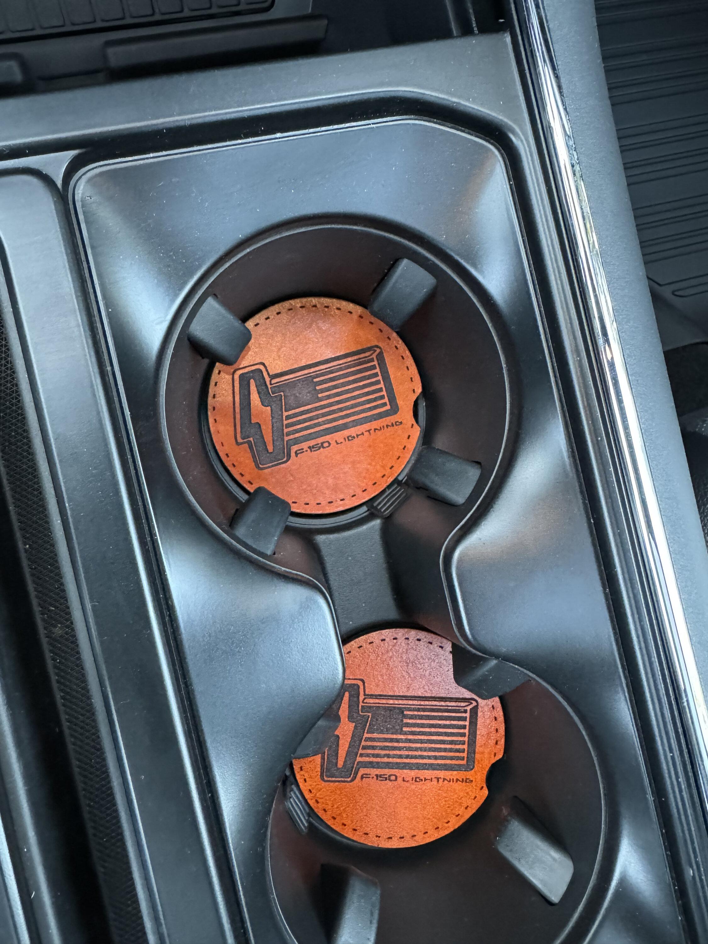 Ford F-150 Lightning Custom Cup-Holder Coasters IMG_3325