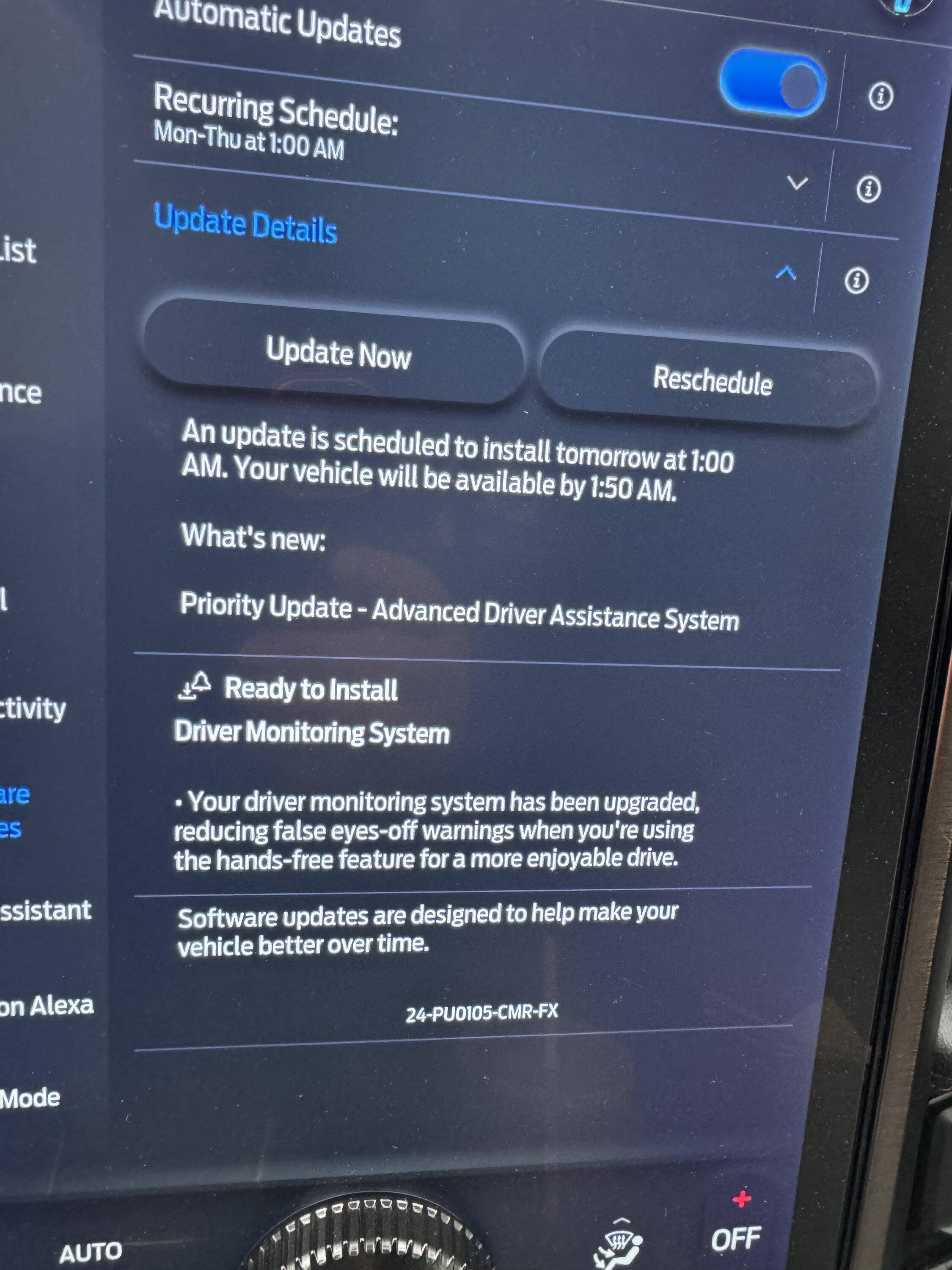 Ford F-150 Lightning Priority Update: 24-PU0105-CMR-FX. Driver Monitoring System IMG_3464