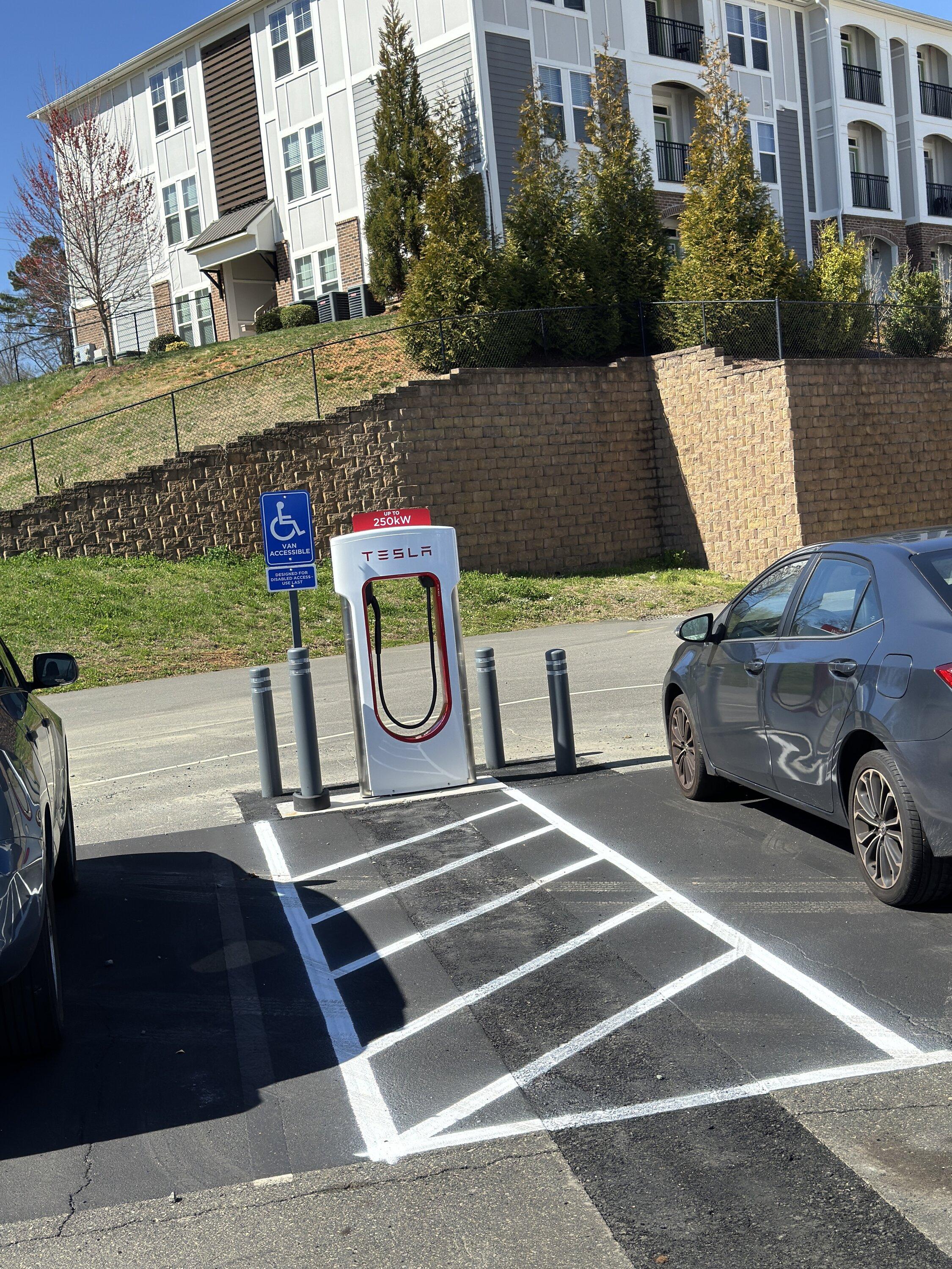 Ford F-150 Lightning Photos from new Tesla Supercharging station w/ new charger placement (for trucks) IMG_3580