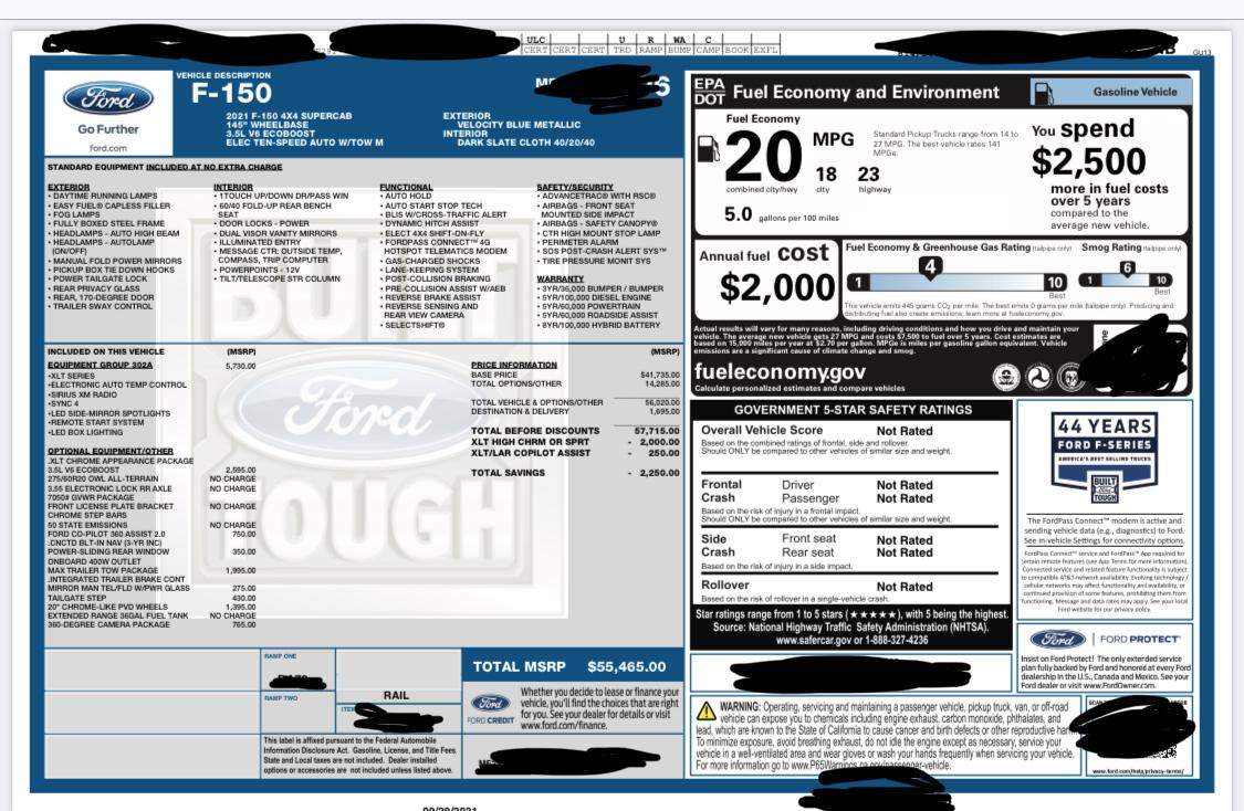 Ford F-150 Lightning 2021 F-150 Payload Stickers IMG_4655