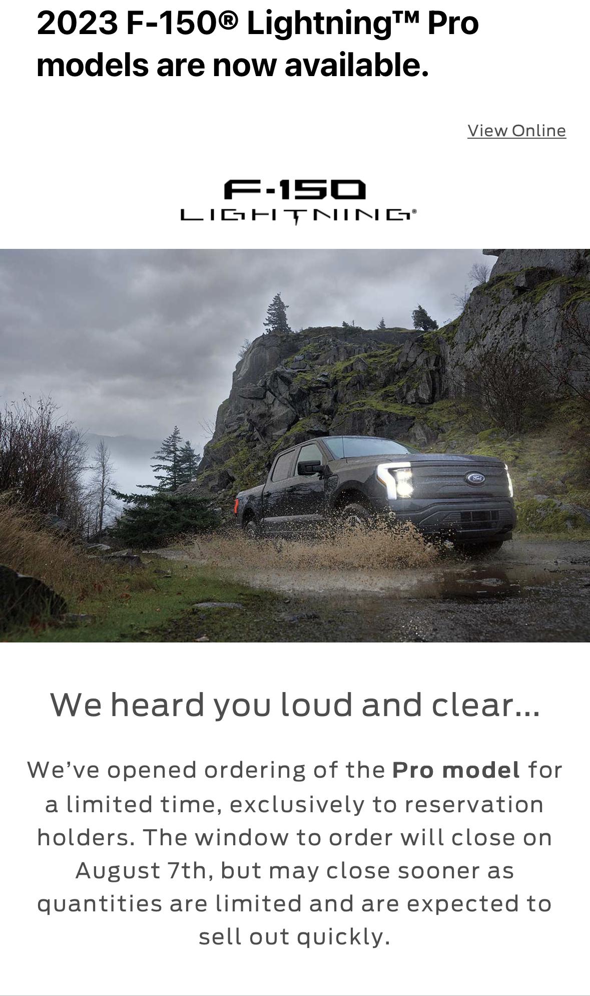 Ford F-150 Lightning 2023 Pro available to order for unfilled reservation holders IMG_5099