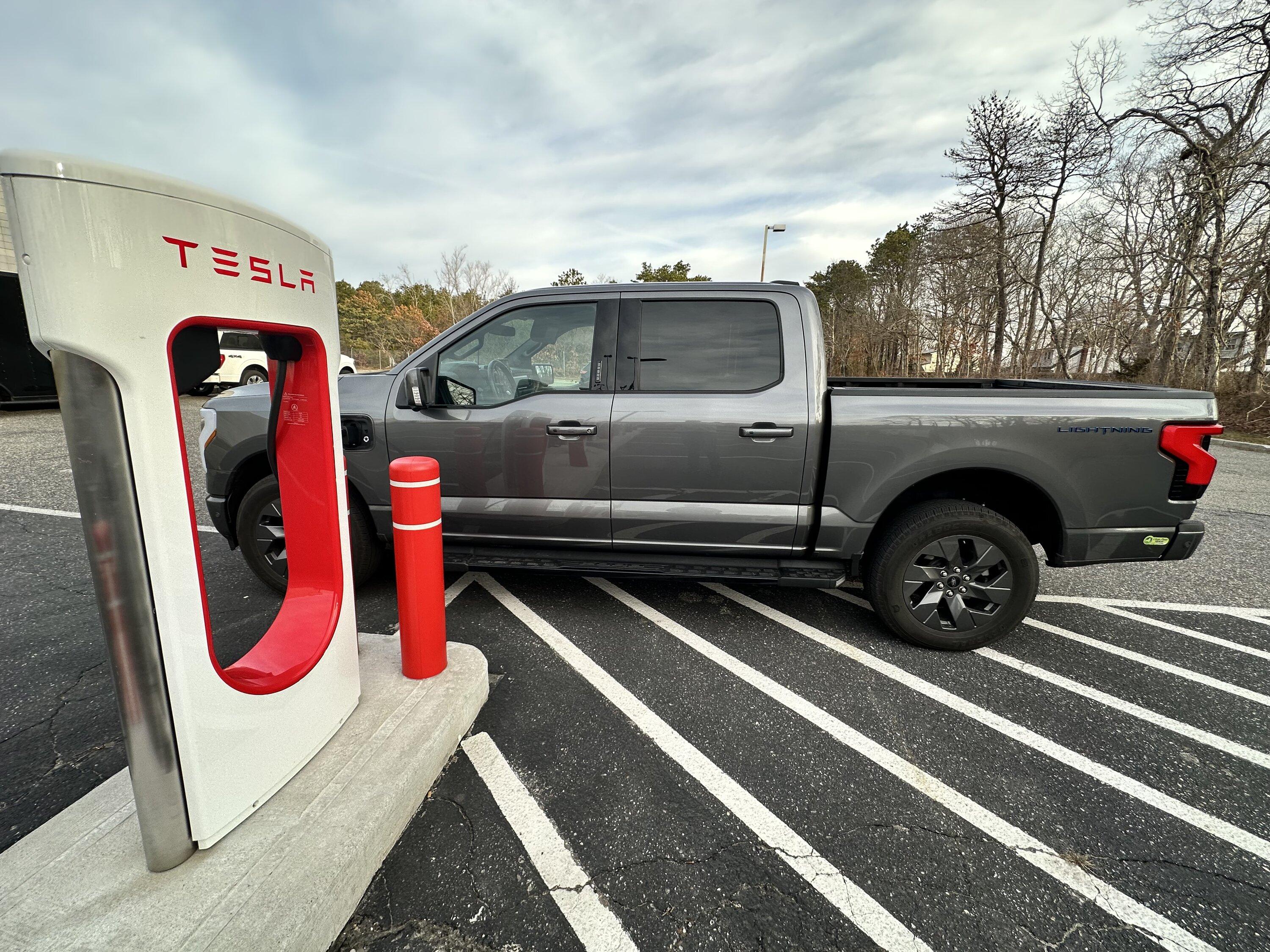 Ford F-150 Lightning Polite and Easy ways to charge at Tesla Superchargers IMG_5112