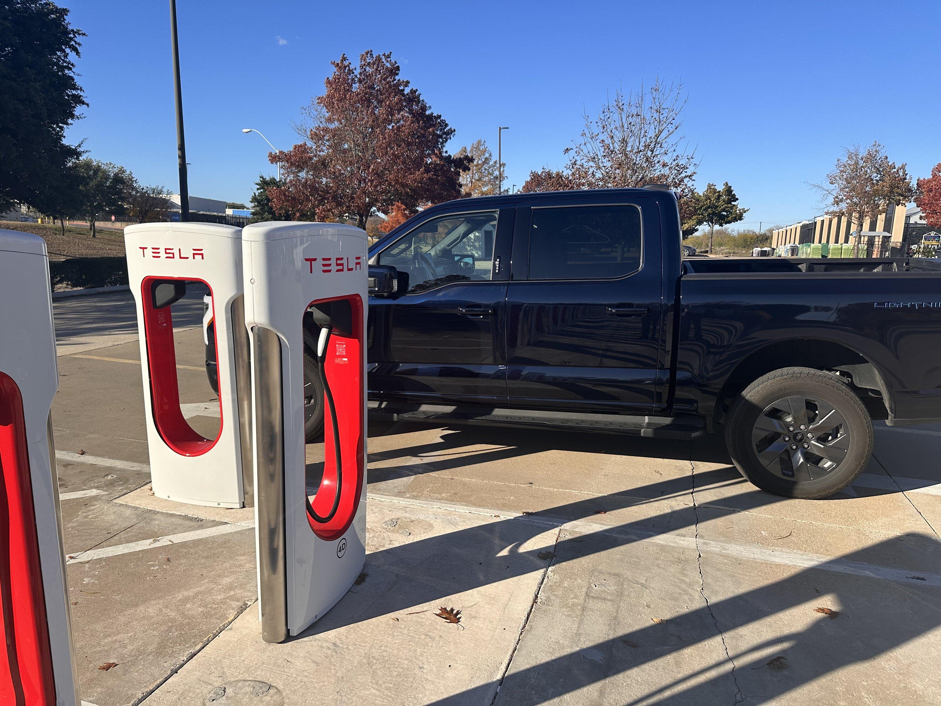 Ford F-150 Lightning Polite and Easy ways to charge at Tesla Superchargers IMG_5209