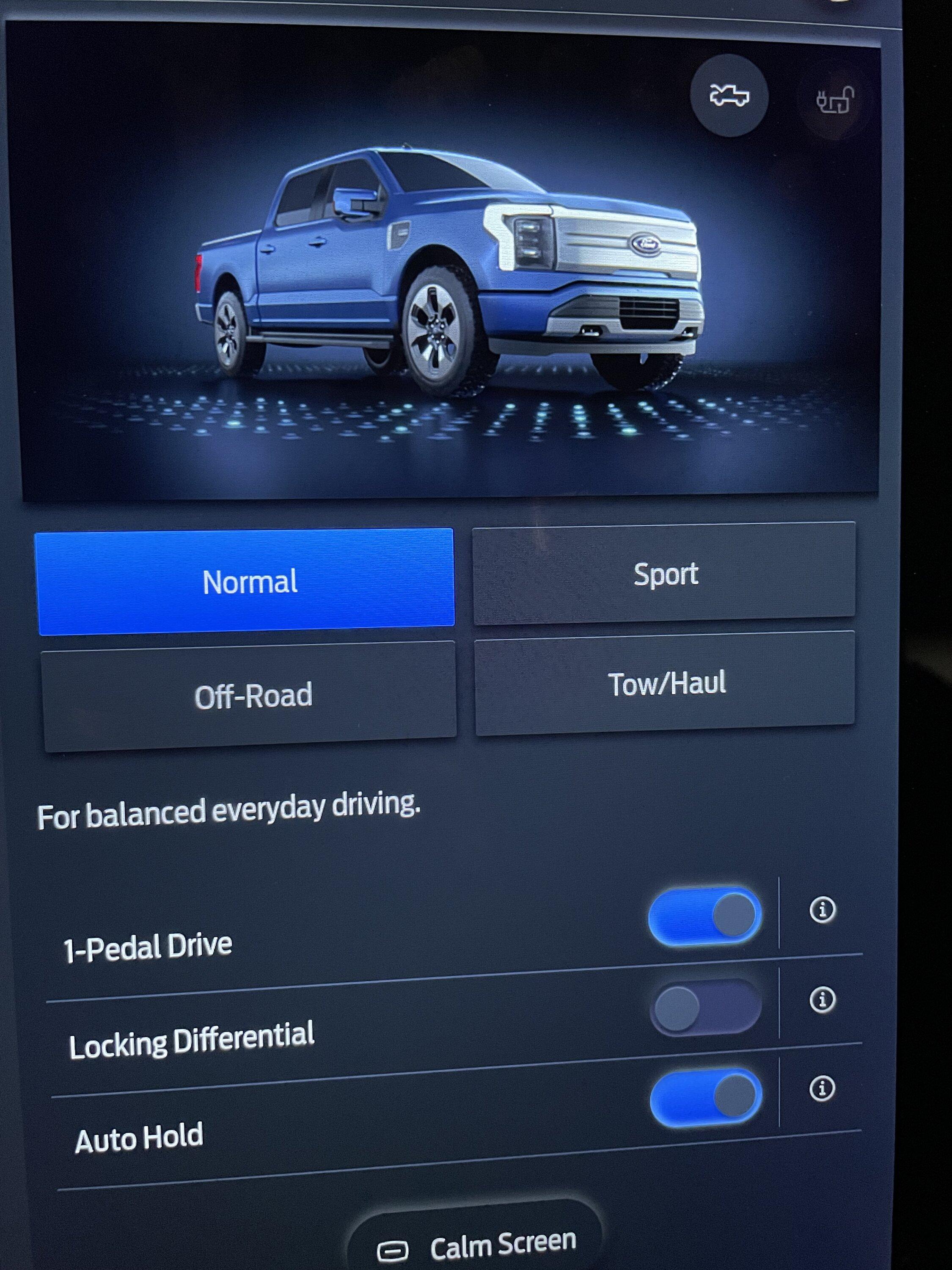 Ford F-150 Lightning One Pedal drive toggle option disappeared from screen IMG_5222