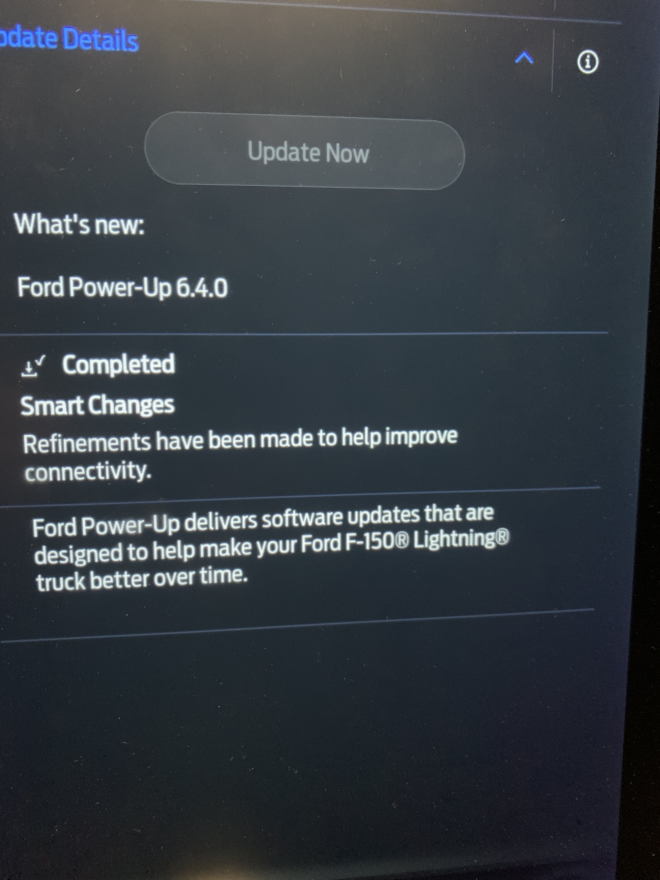 Ford F-150 Lightning Power-Up OTA 6.4.0 - Smart Changes: Refinements to improve connectivity IMG_7135