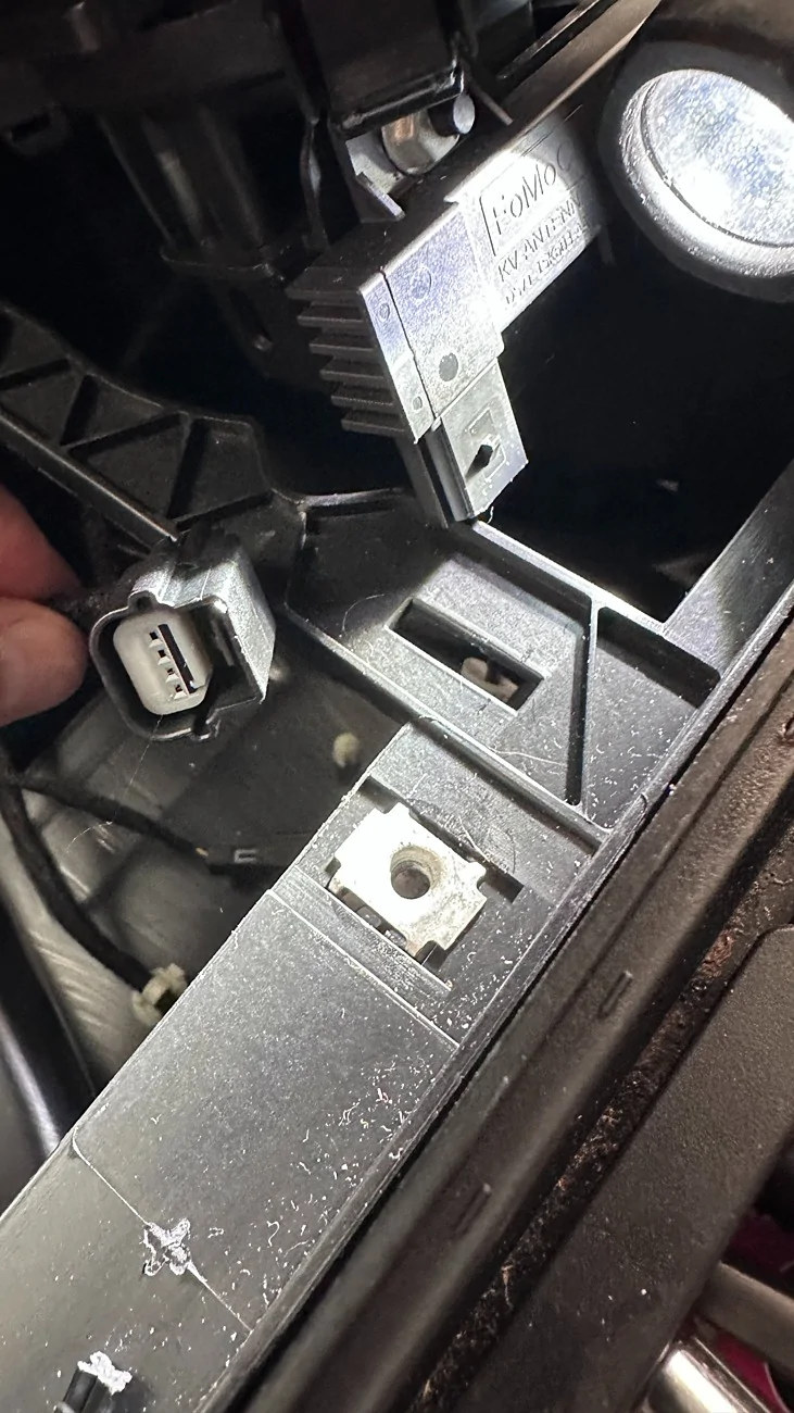Ford F-150 Lightning ROTARY DIAL installation with  12" screen - without removing upper trim Keyfob sensor plug below passenger rear cup holder