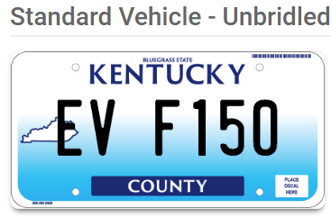 Ford F-150 Lightning Personalized vanity license plate ideas for your Lightning ? KY Plate.PNG