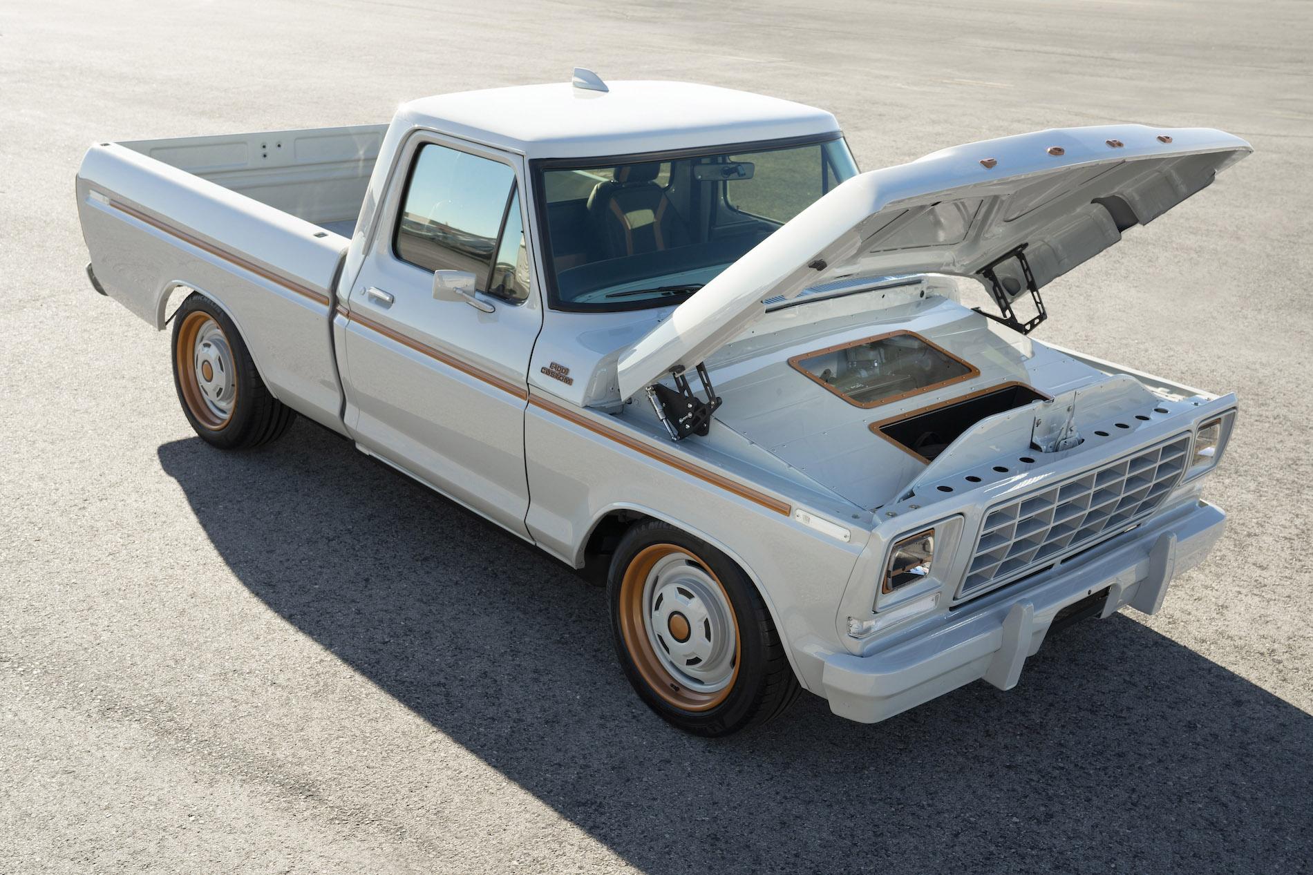 Ford F-150 Lightning Ford Unveils F-100 Eluminator Concept w/ E-Crate Motor (From Mach-E) Now Available For Custom Builds lectric-ford-f-100-eluminator-concept-truck_05-