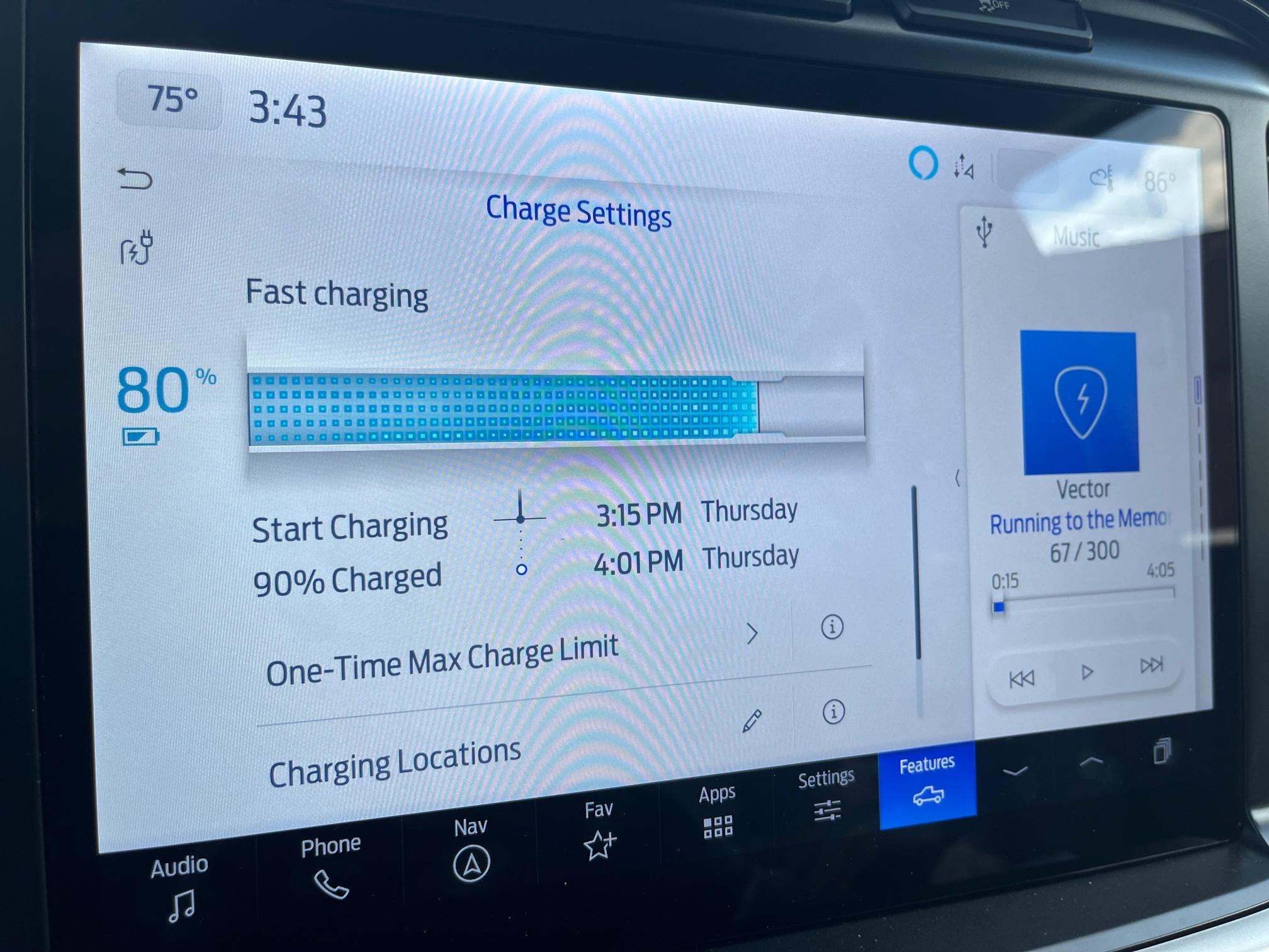 Ford F-150 Lightning 250 mile trip report: Lightning PRO - TOWING 3,000lb Powered Camper... lightning-charge-settings-screen-
