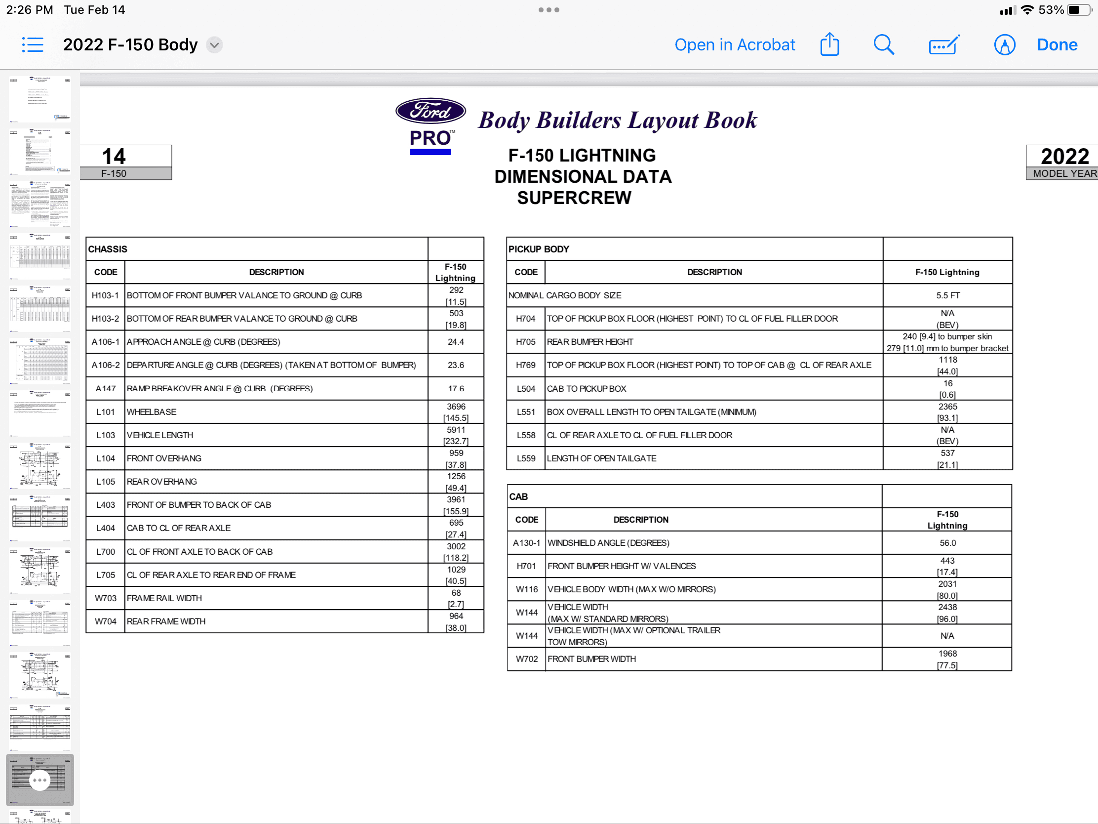 Ford F-150 Lightning Lightning owners:  can you answer this for me?    dimension detail question Lightning Dimensions 2