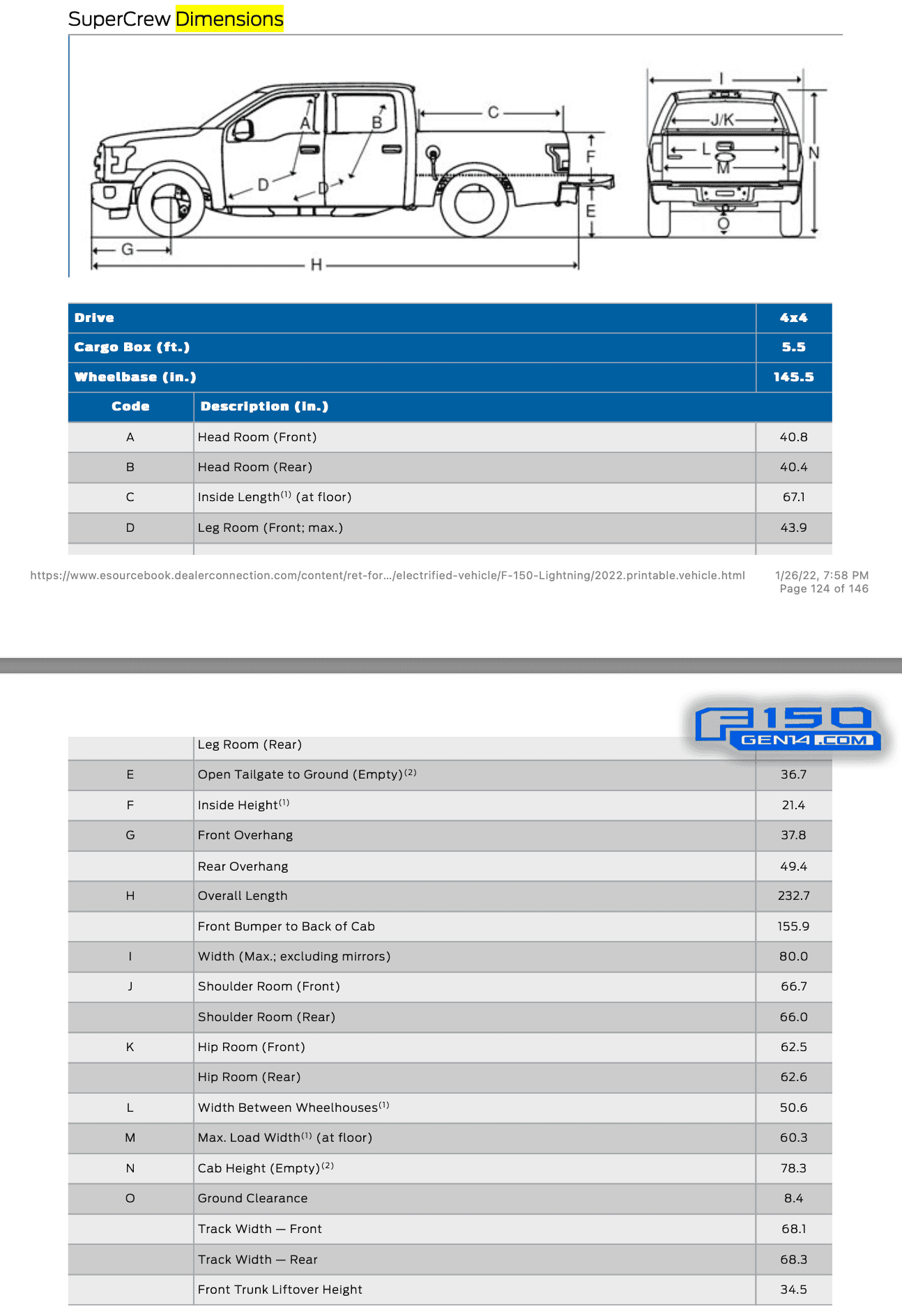 Ford F-150 Lightning Help with dimensions Lightning dimensions